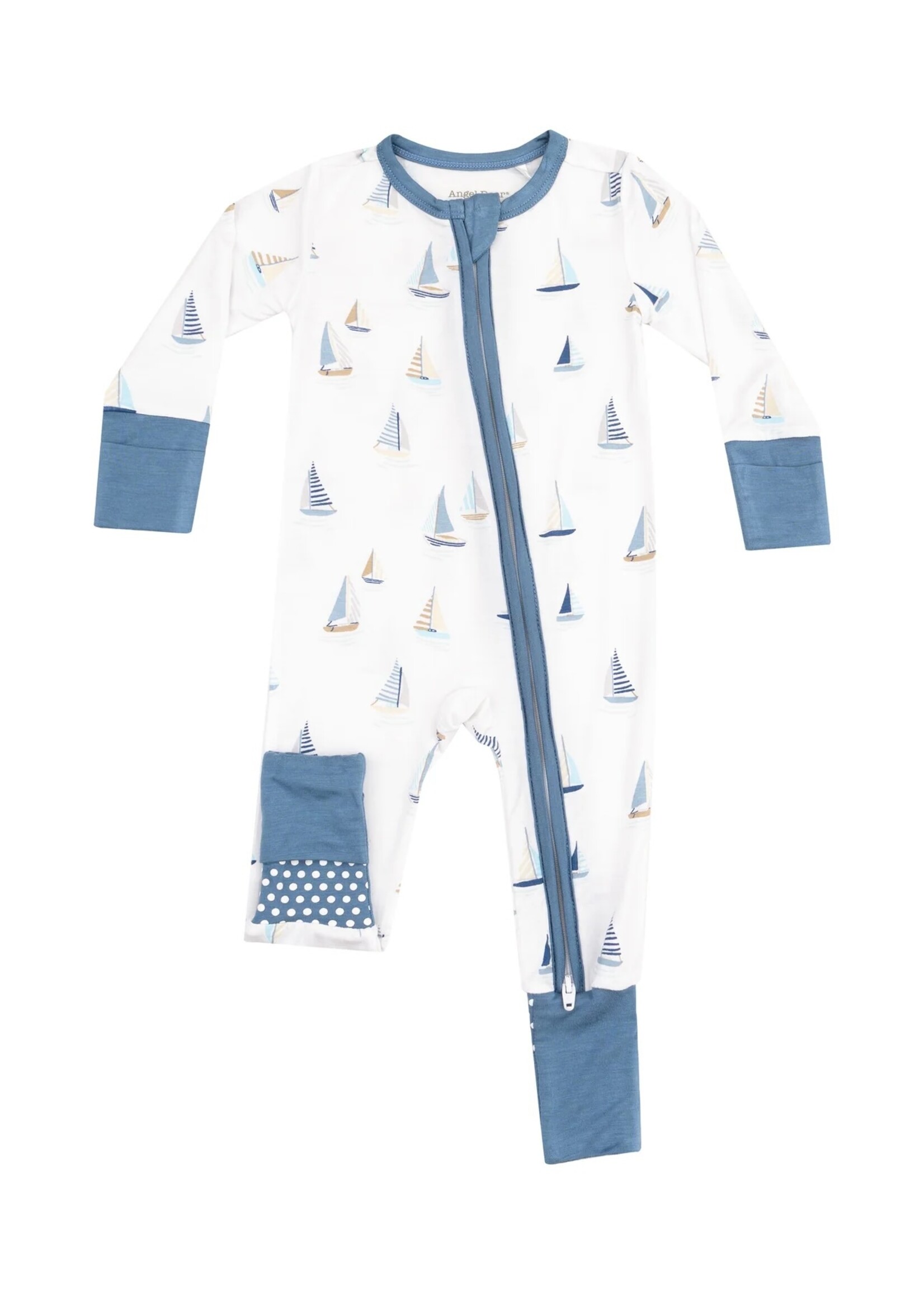 Angel Dear Sailboats Blue 2 Way Zipper Romper