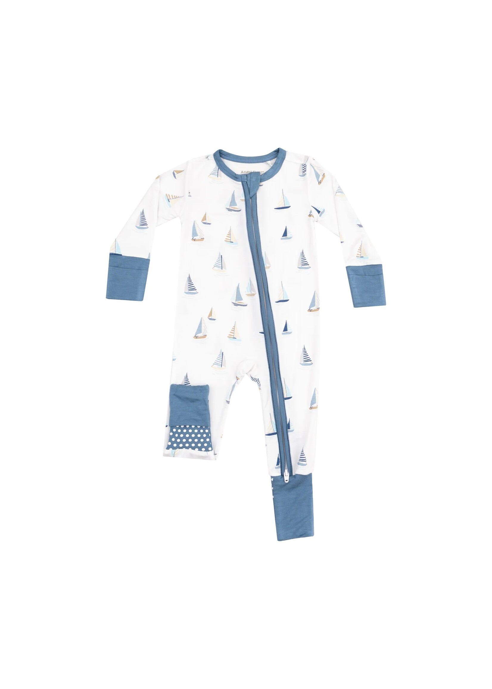 Angel Dear Sailboats Blue 2 Way Zipper Romper