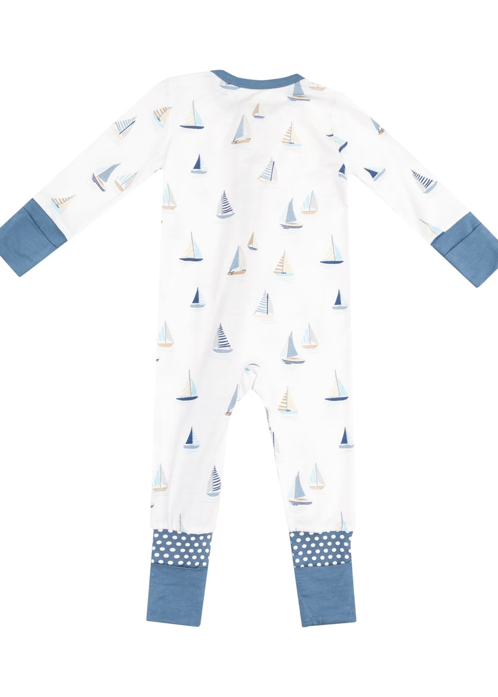 Angel Dear Sailboats Blue 2 Way Zipper Romper