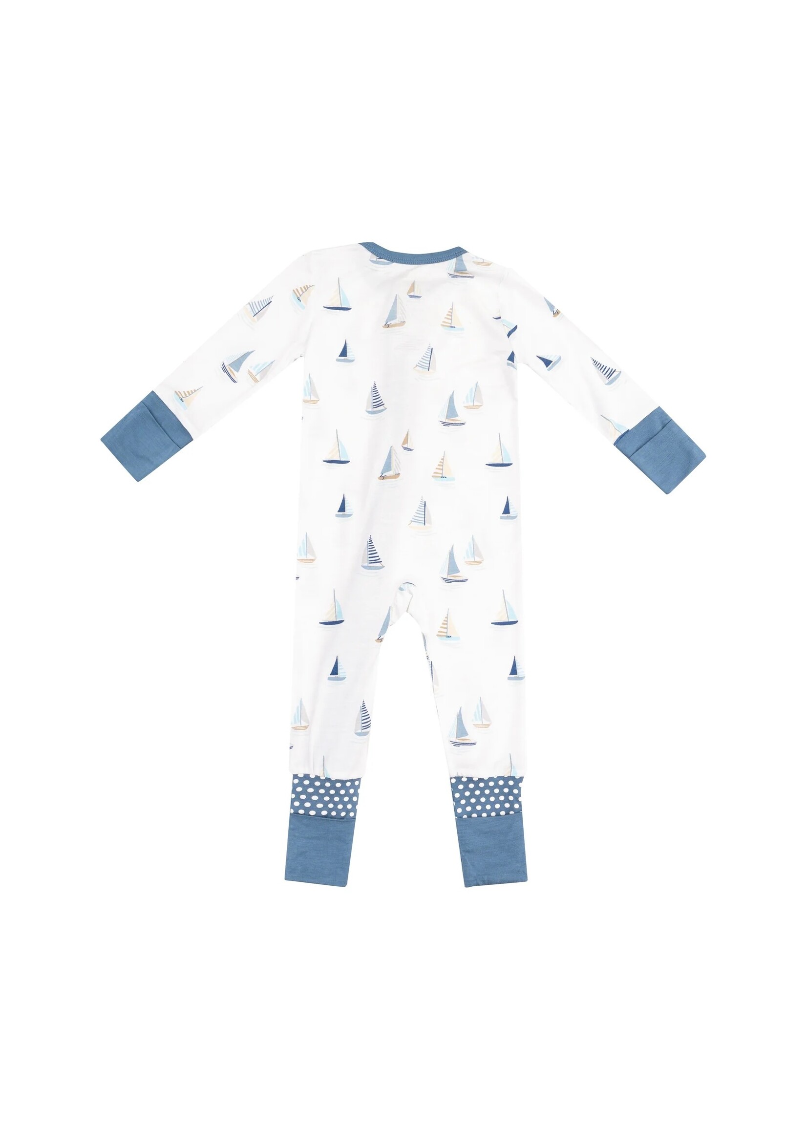Angel Dear Sailboats Blue 2 Way Zipper Romper