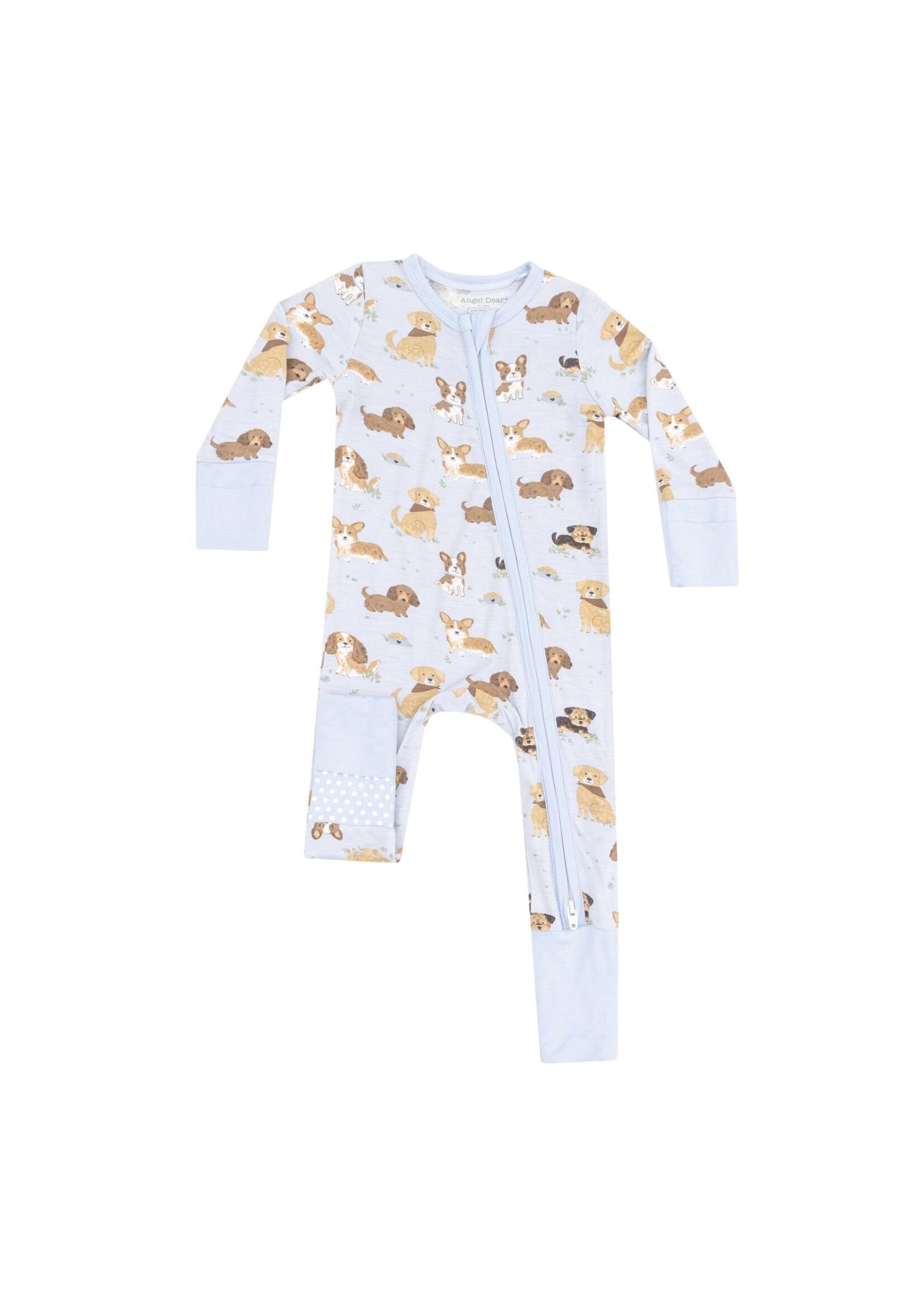 Angel Dear Best Friends Dogs Blue 2 Way Zipper Romper