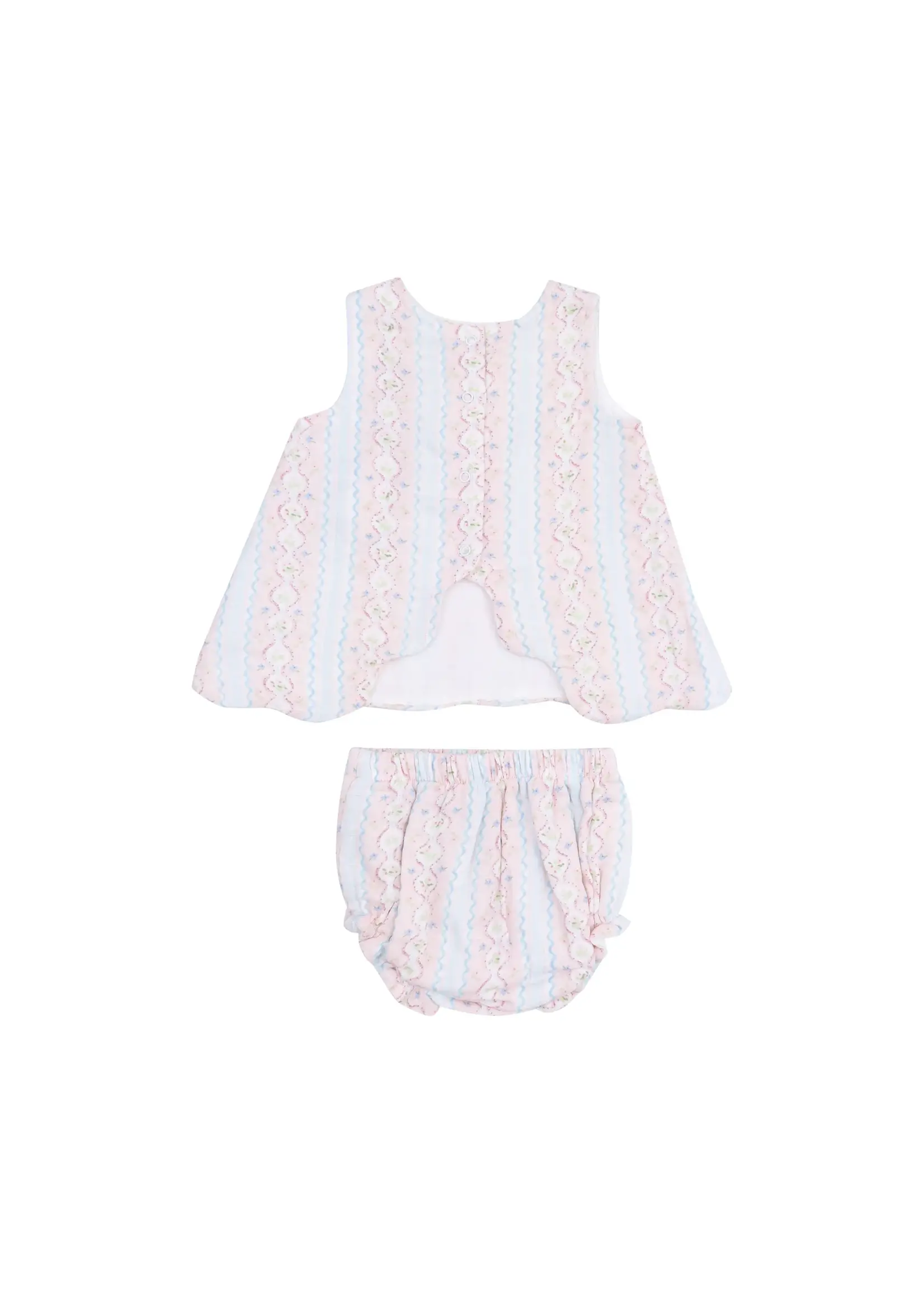 Angel Dear Ogee Floral Scallop Open Back Top and Bloomer