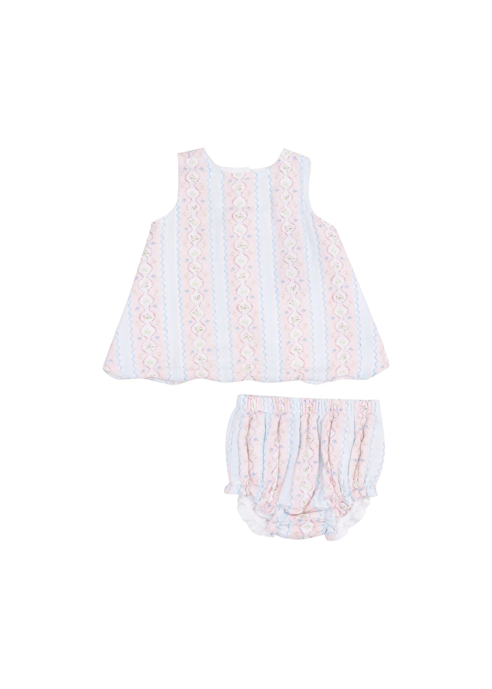 Angel Dear Ogee Floral Scallop Open Back Top and Bloomer