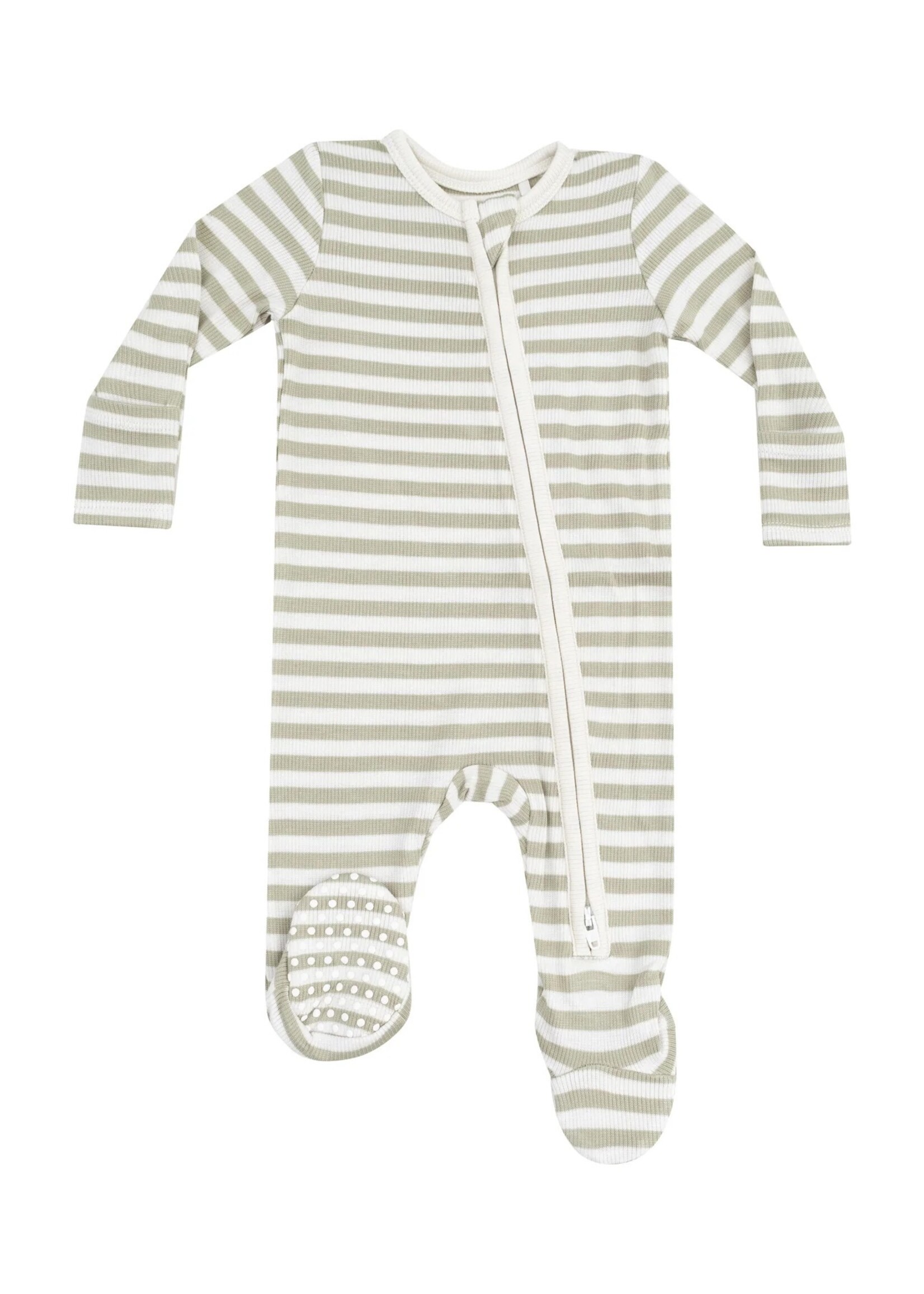 Angel Dear Stripe Sage 2 Way Zipper Footie