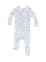 Angel Dear Blue Calico Floral Smocked Peter Pan Footie