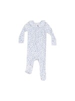 Angel Dear Blue Calico Floral Smocked Peter Pan Footie