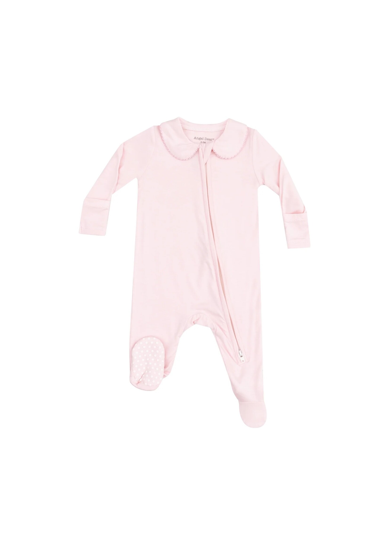 Angel Dear Solid Classic Peter Pan 2 Way Zipper Footie Pink