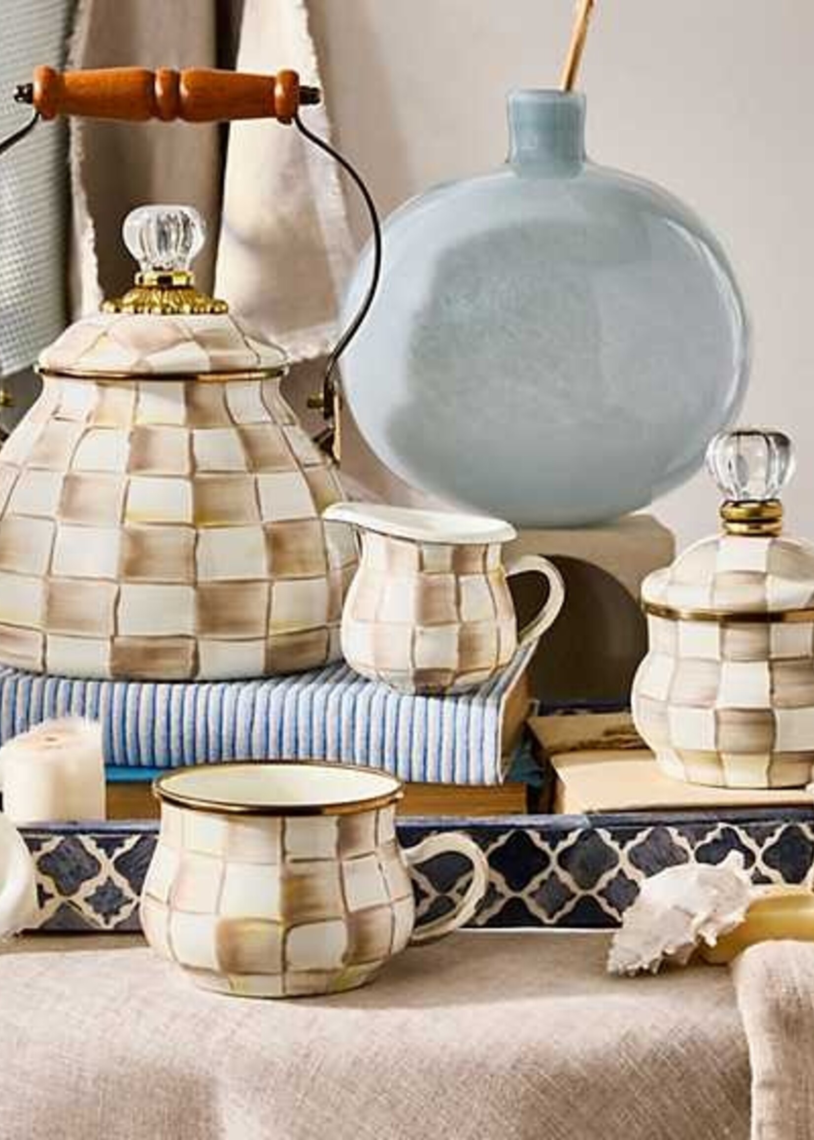 Mackenzie-Childs Mocha Check Little Creamer