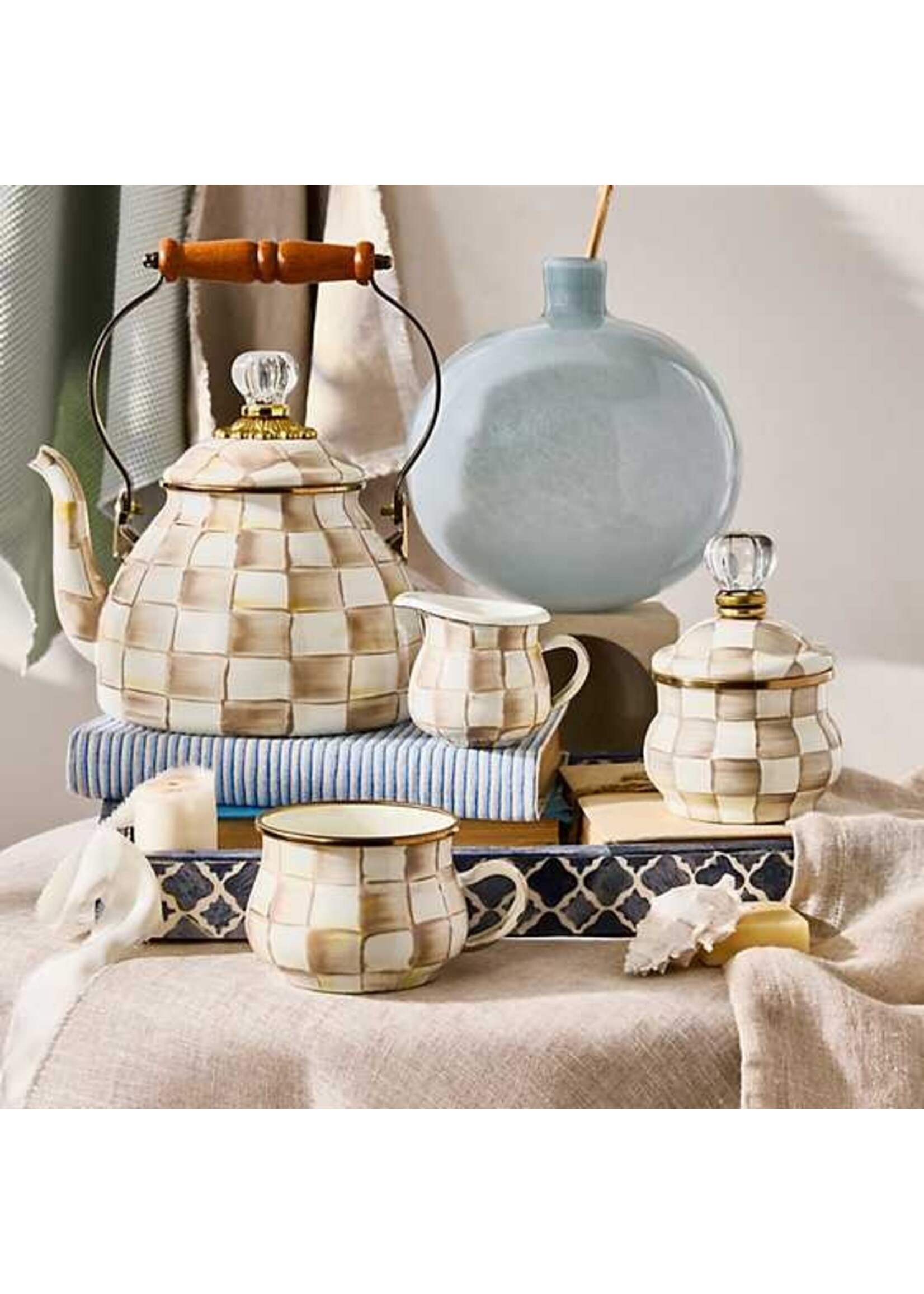 Mackenzie-Childs Mocha Check Little Creamer
