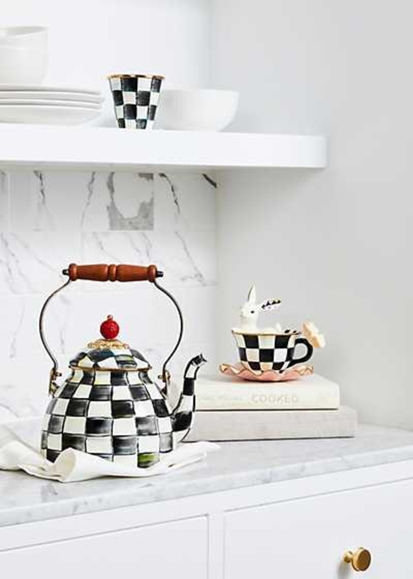 Mackenzie-Childs Courtly Check 2 Quart Tea Kettle