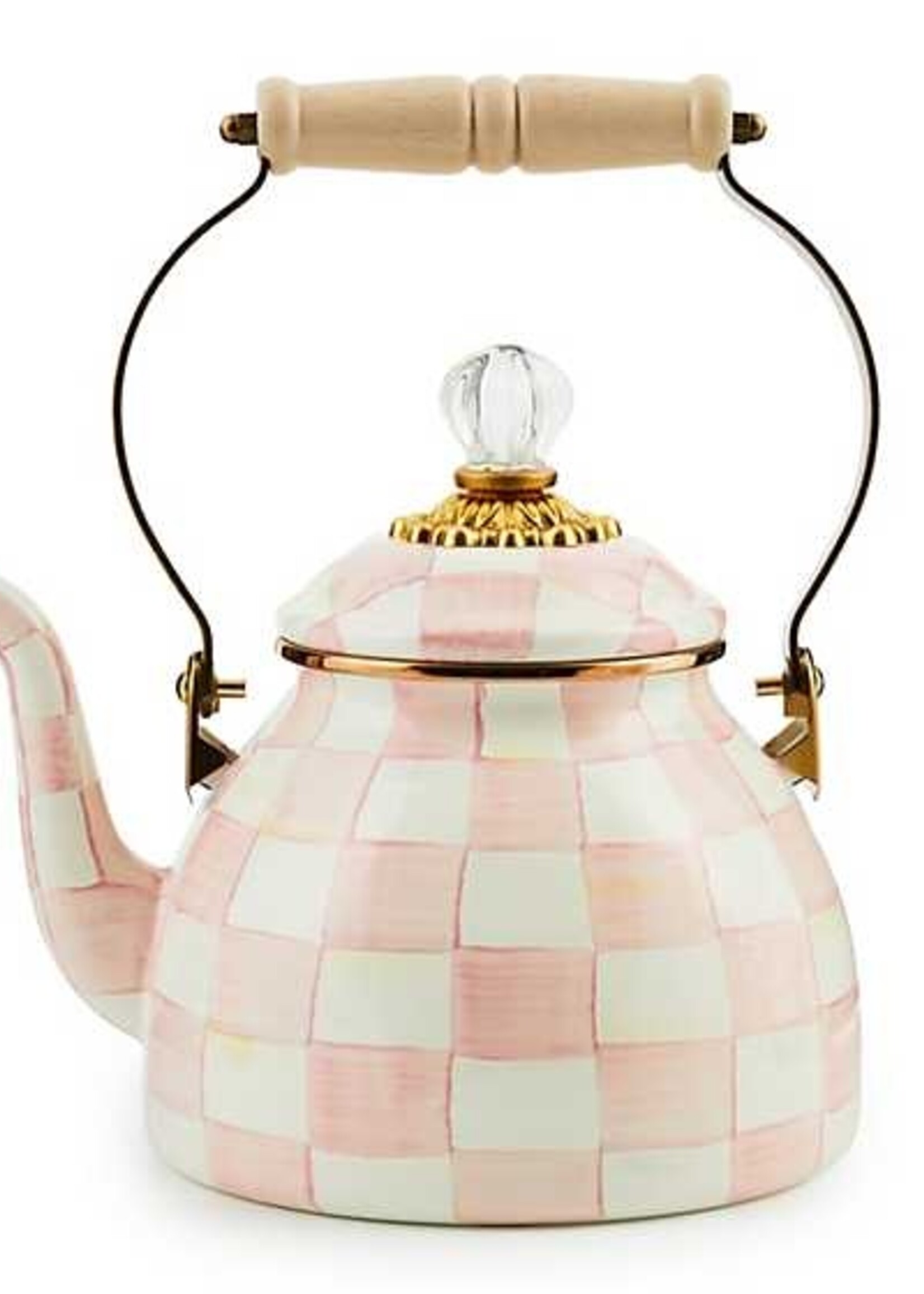 Mackenzie-Childs Rosy Check 2 Quart Tea Kettle