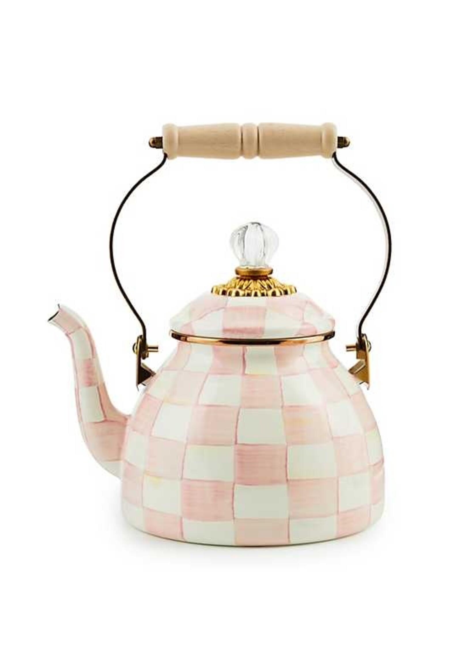 Mackenzie-Childs Rosy Check 2 Quart Tea Kettle