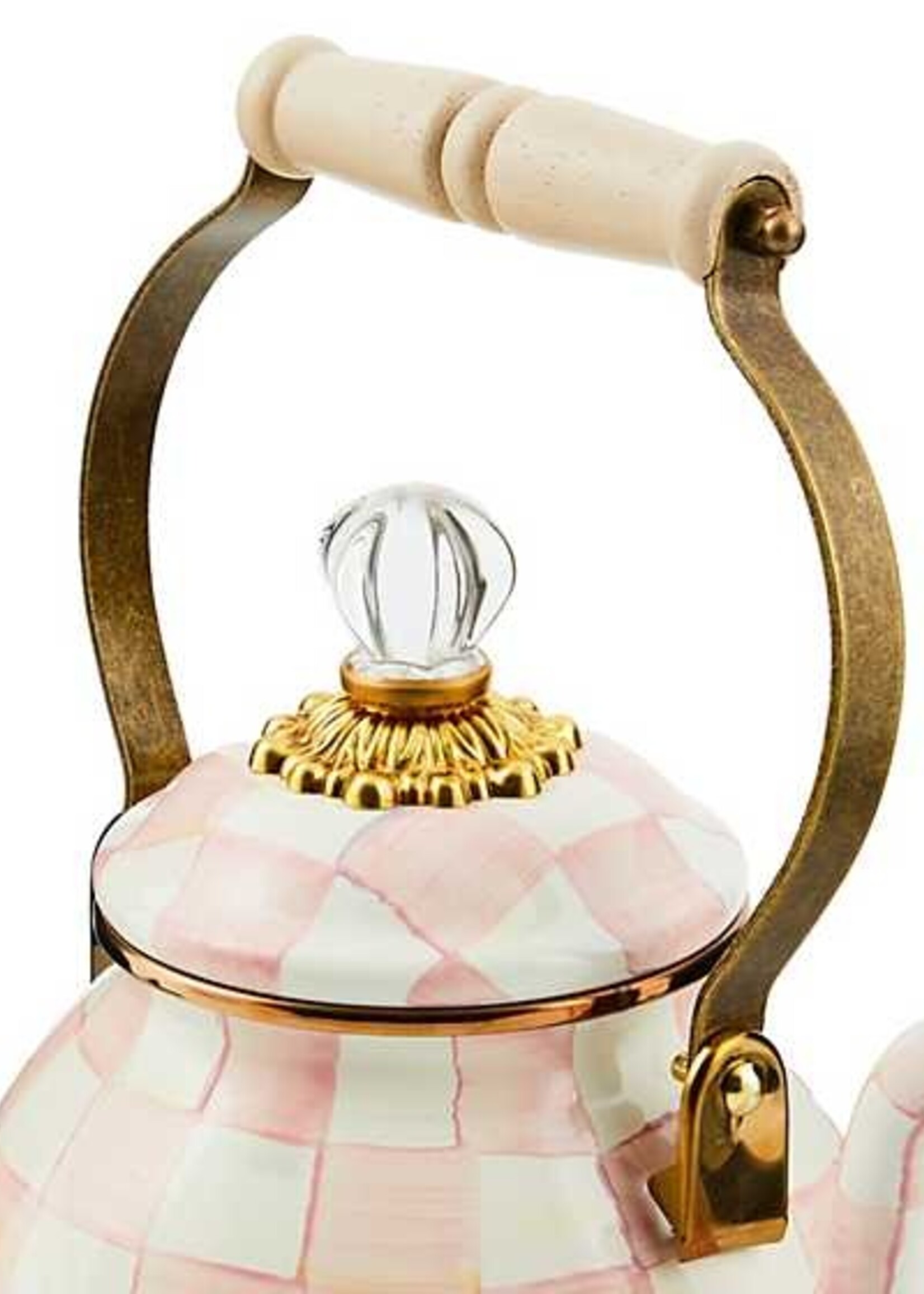 Mackenzie-Childs Rosy Check 2 Quart Tea Kettle