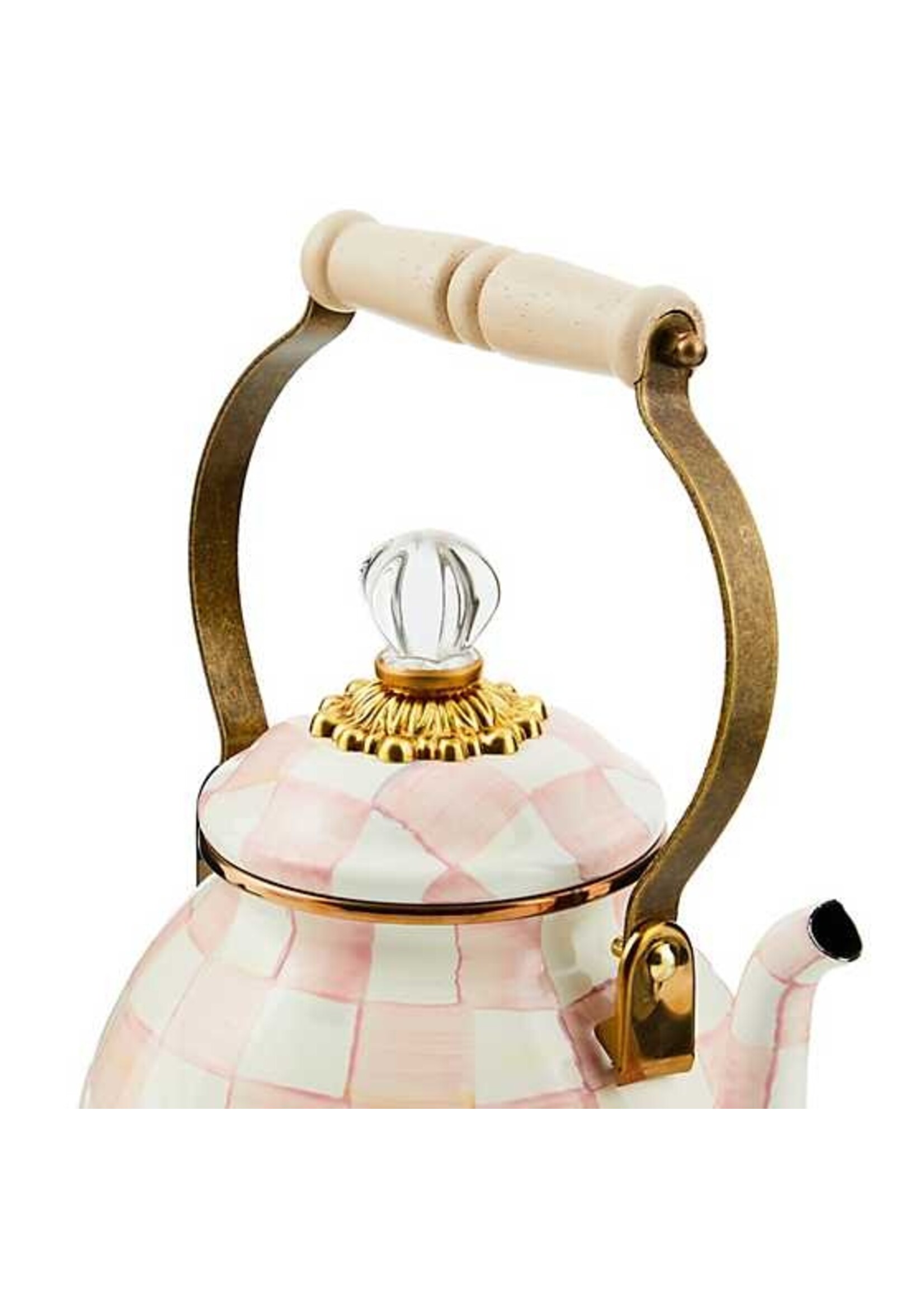 Mackenzie-Childs Rosy Check 2 Quart Tea Kettle
