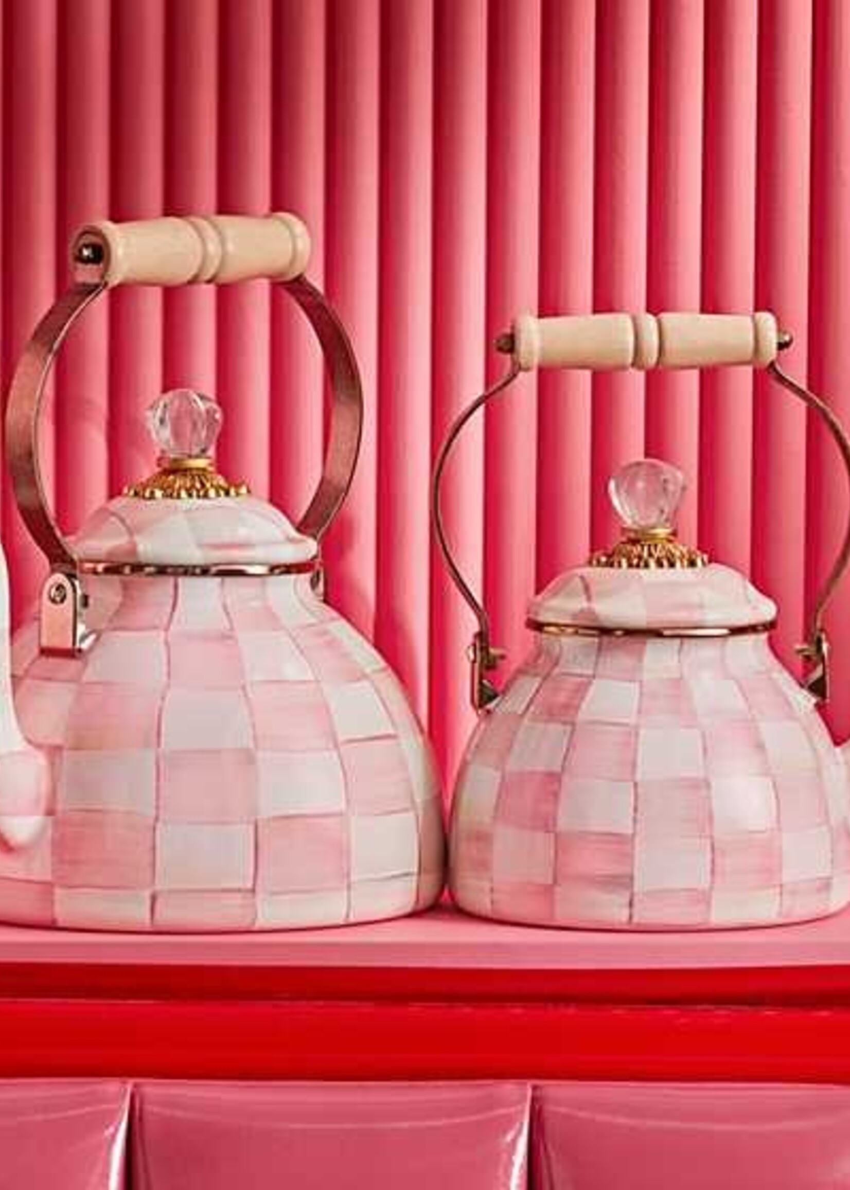 Mackenzie-Childs Rosy Check 2 Quart Tea Kettle
