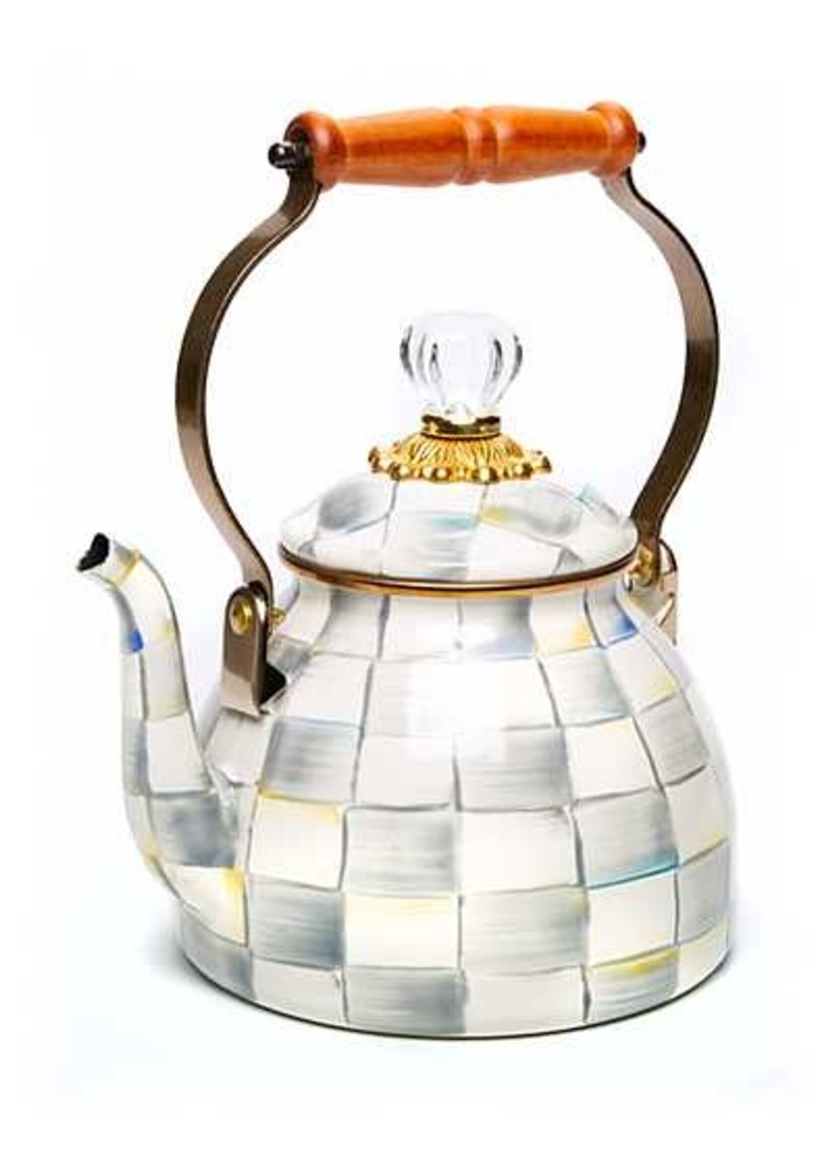 Mackenzie-Childs Sterling Check 2 Quart Tea Kettle