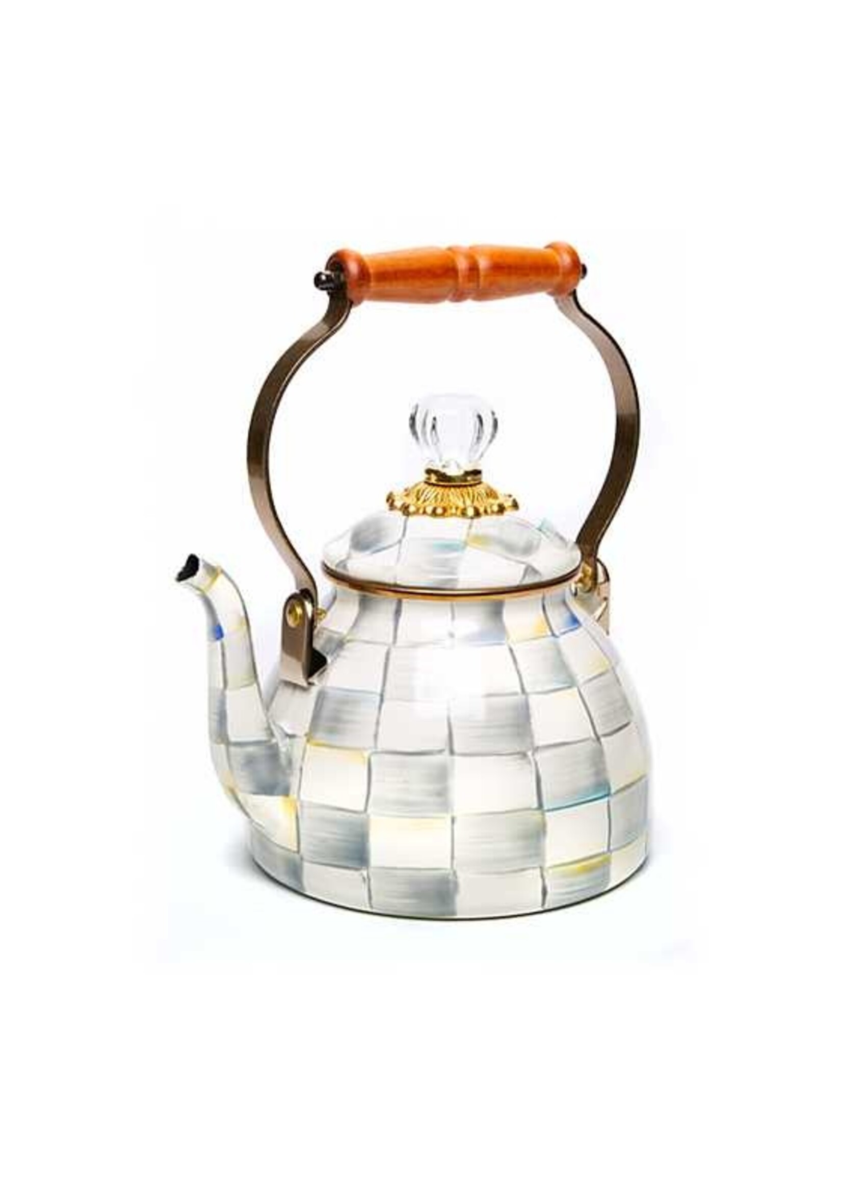 Mackenzie-Childs Sterling Check 2 Quart Tea Kettle