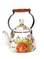 Mackenzie-Childs White Flower Market 2 Quart Tea Kettle