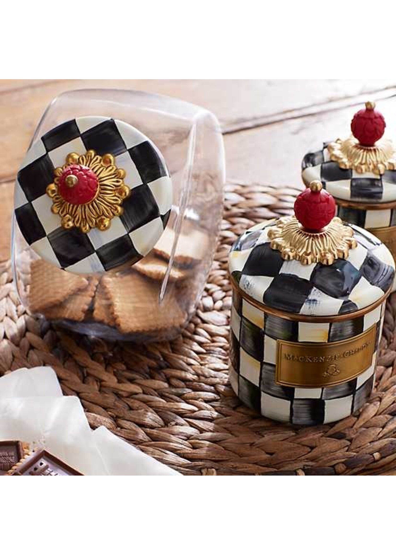 Mackenzie-Childs Sweets Jar with Courtly Check Enamel Lid