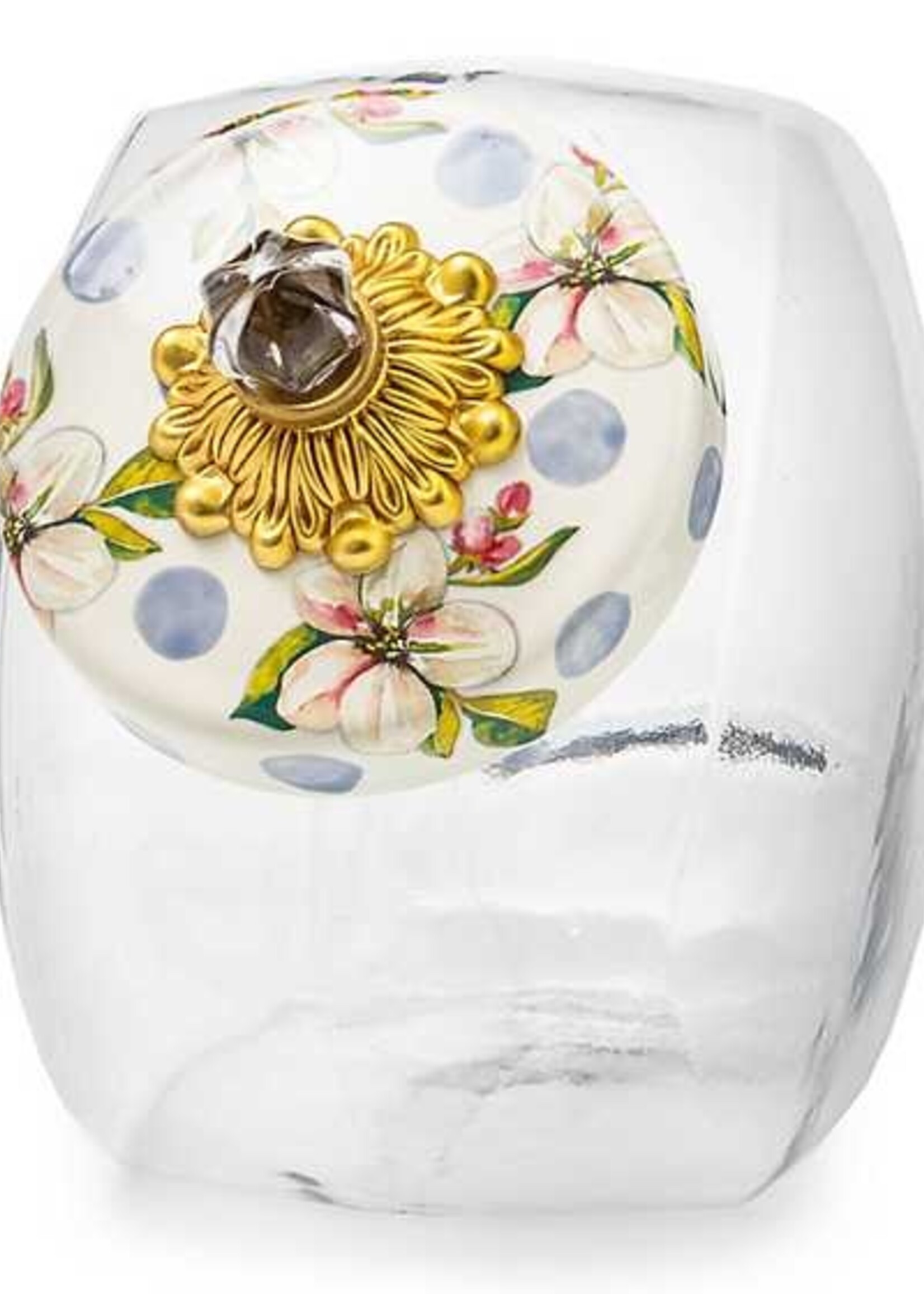 Mackenzie-Childs Sweets Jar with Wildflowers Blue Lid