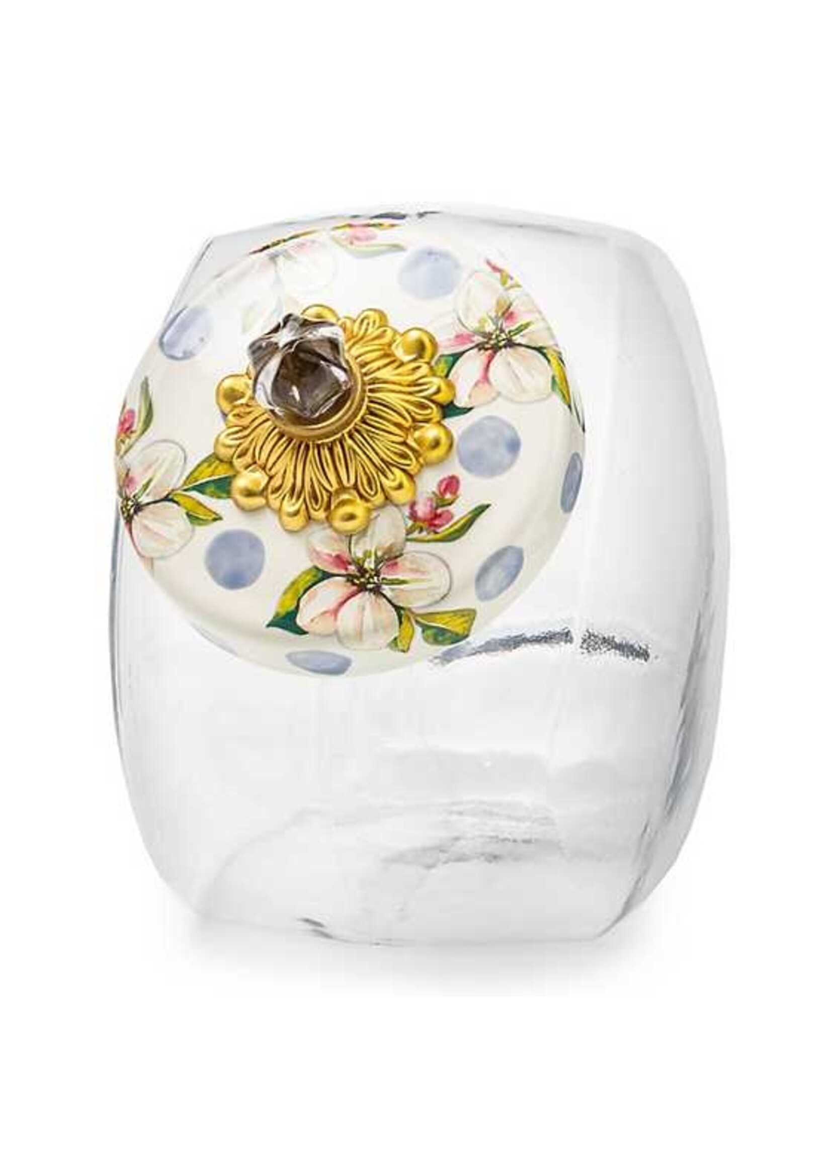 Mackenzie-Childs Sweets Jar with Wildflowers Blue Lid