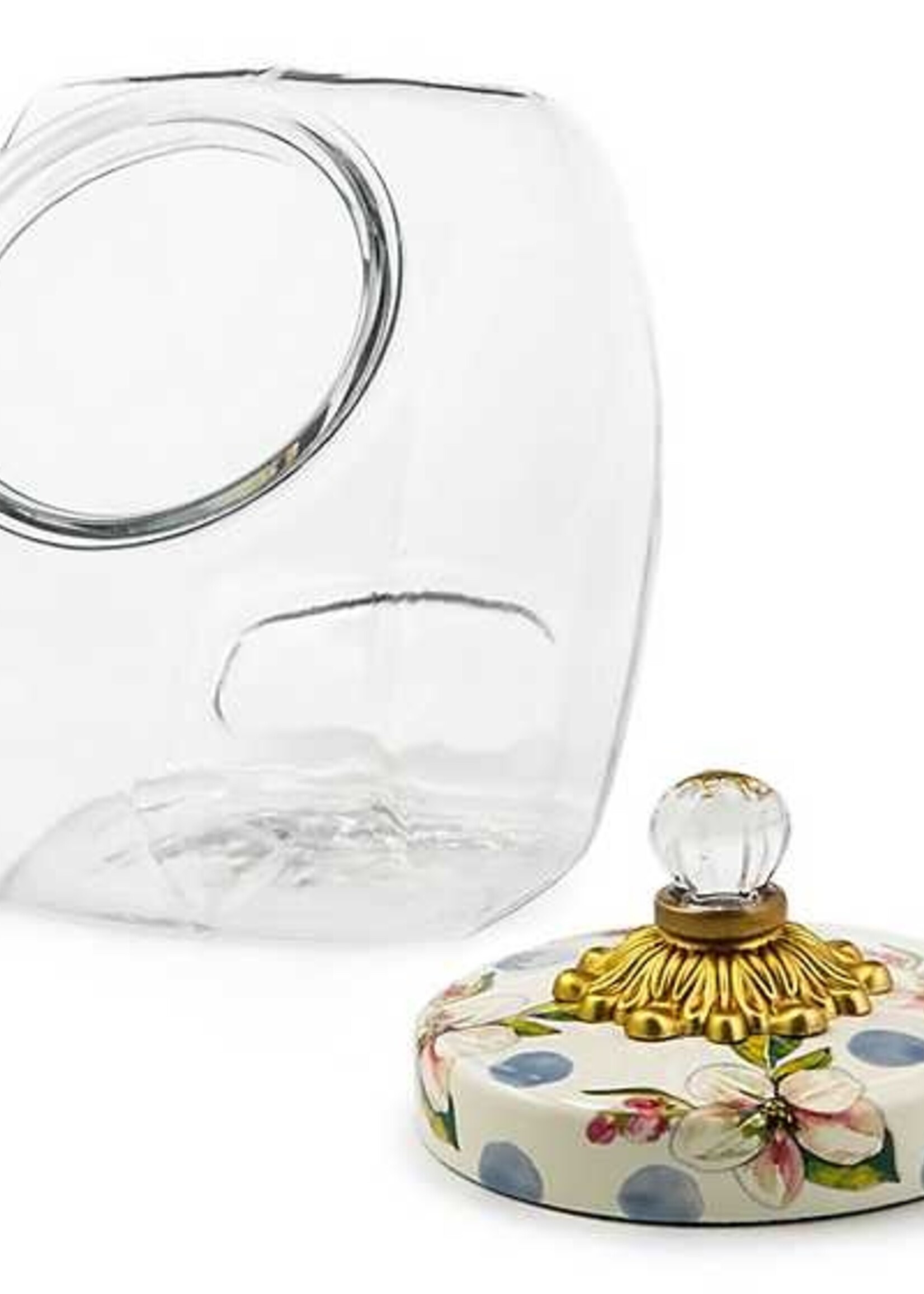 Mackenzie-Childs Sweets Jar with Wildflowers Blue Lid