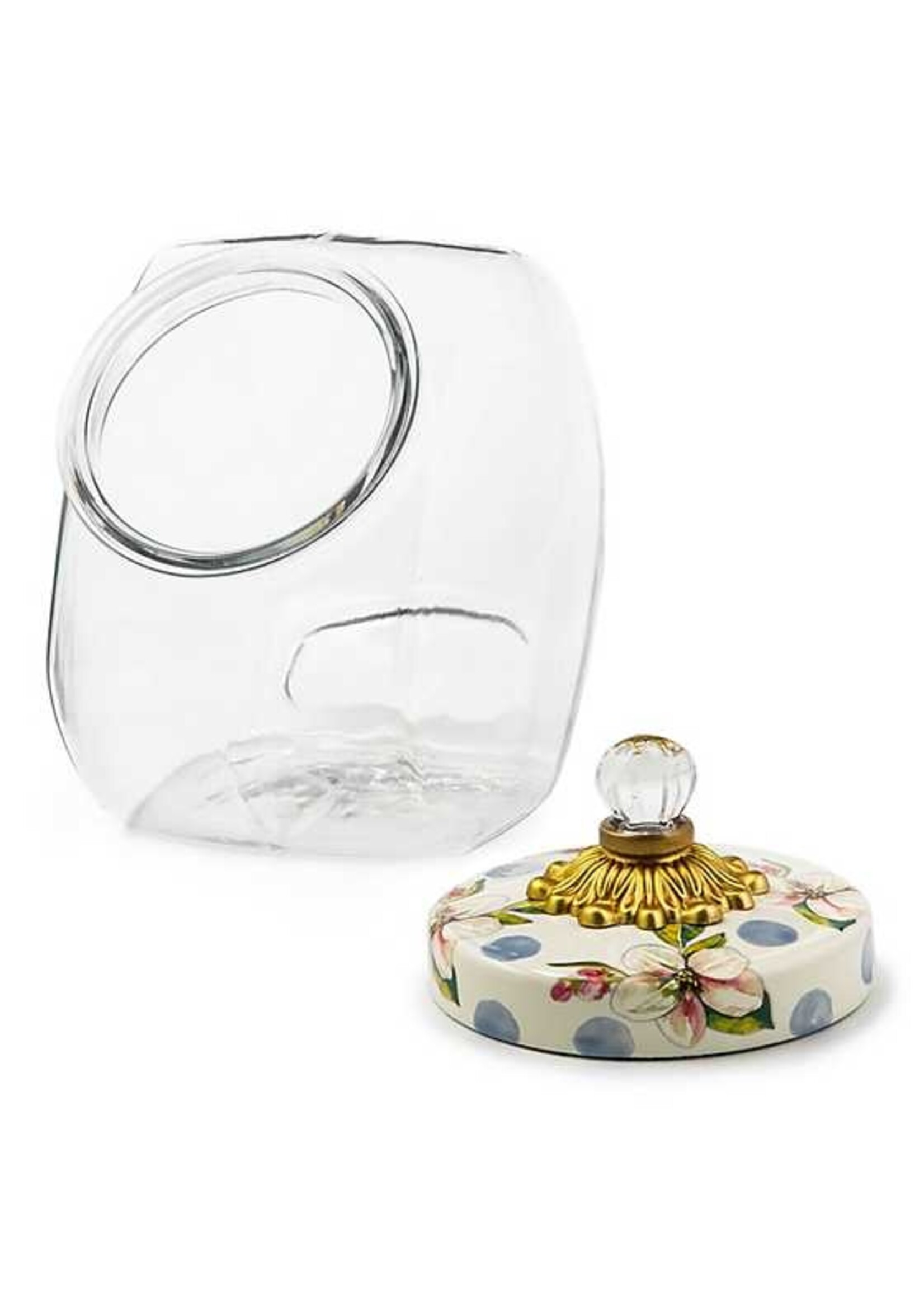Mackenzie-Childs Sweets Jar with Wildflowers Blue Lid