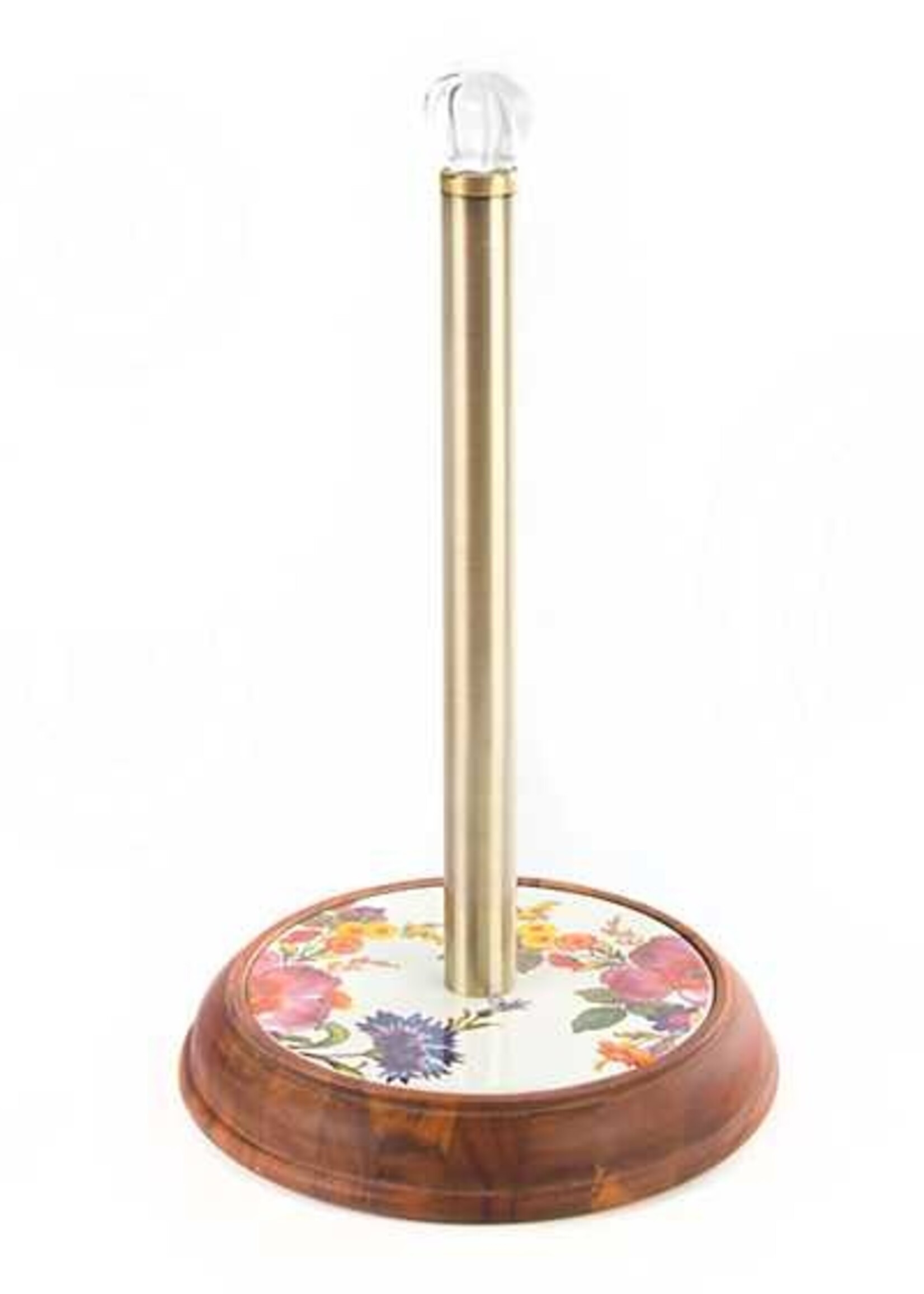 Mackenzie-Childs White Flower Market Wood Paper Towel Holder
