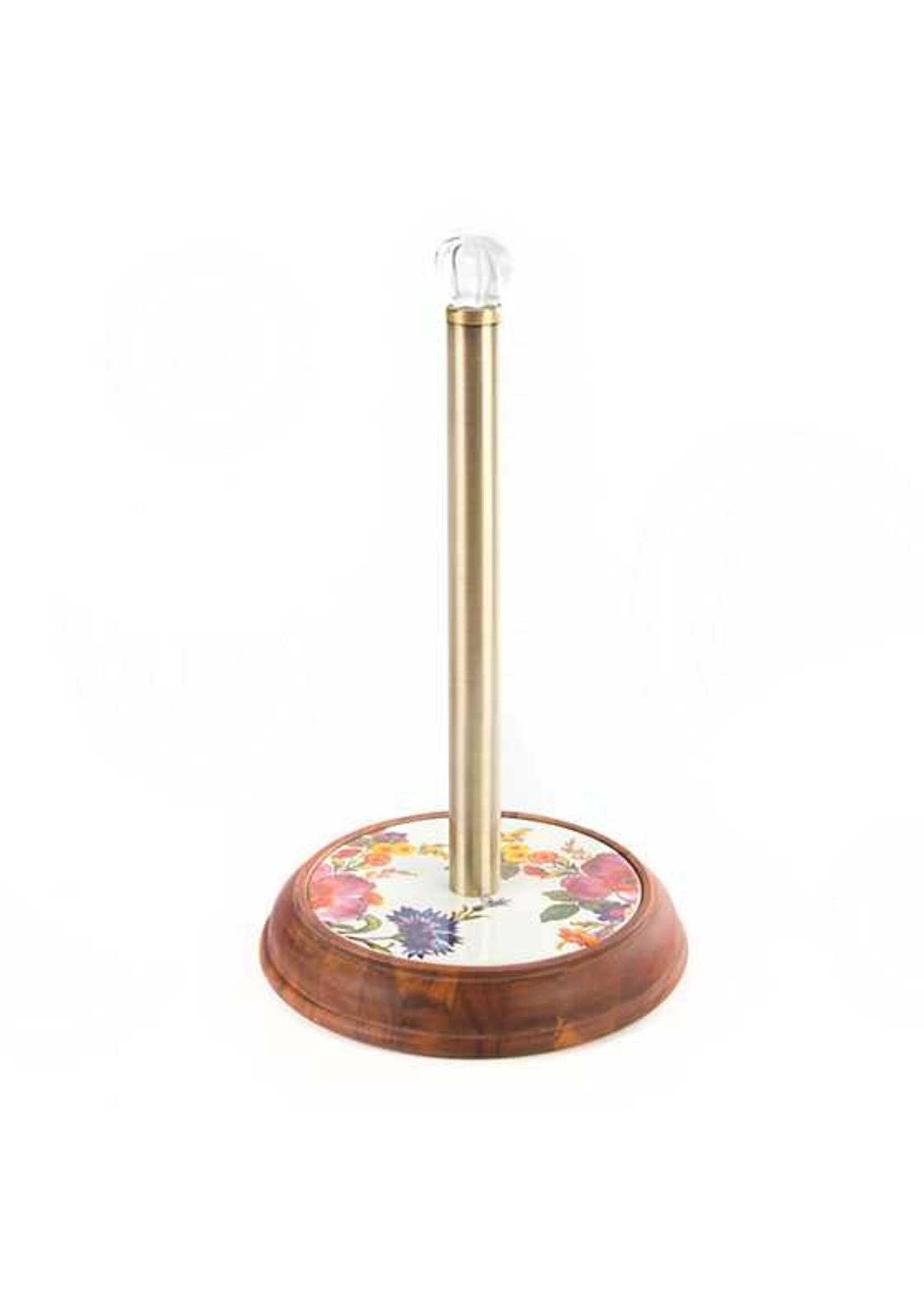 Mackenzie-Childs White Flower Market Wood Paper Towel Holder