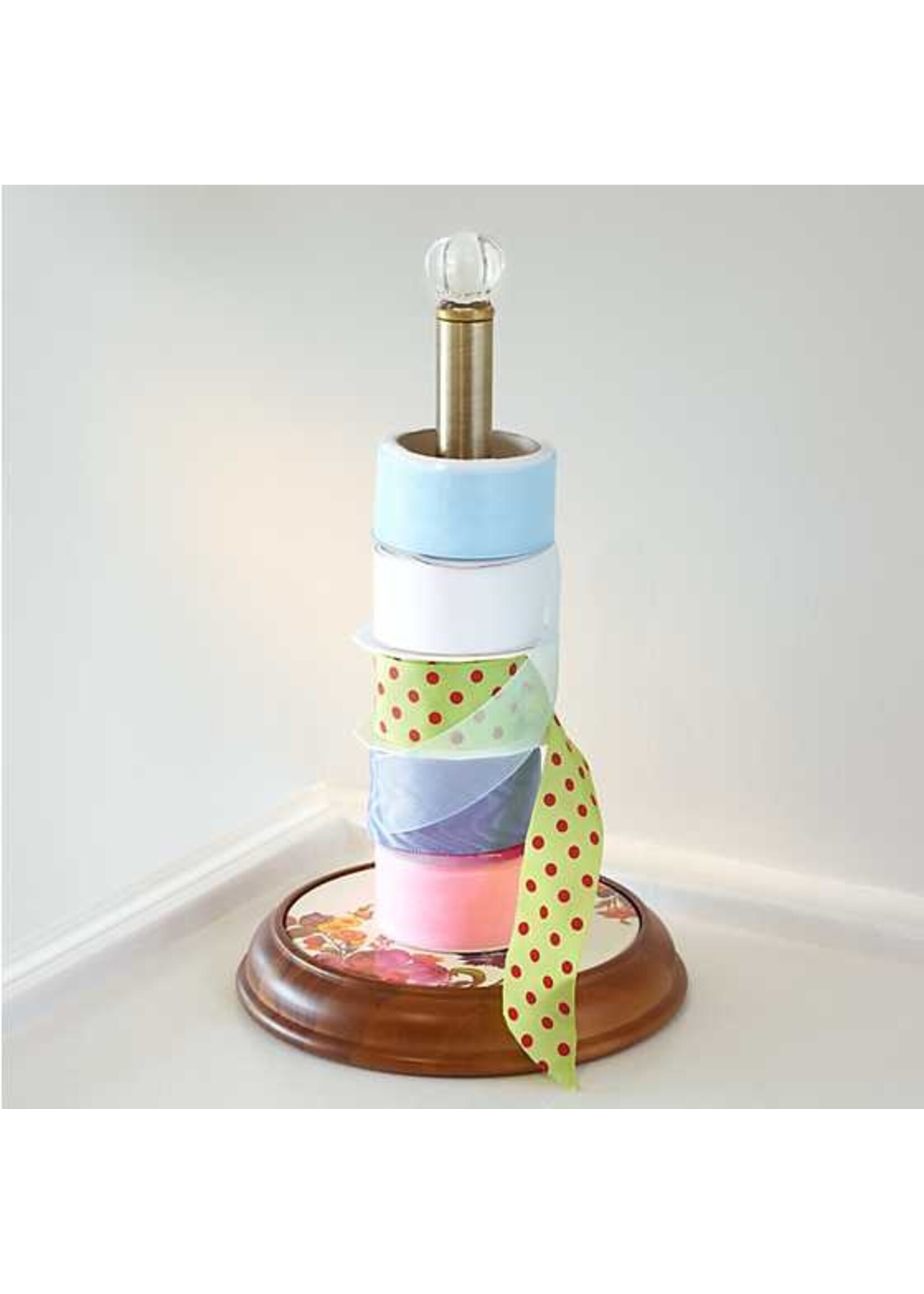 Mackenzie-Childs White Flower Market Wood Paper Towel Holder