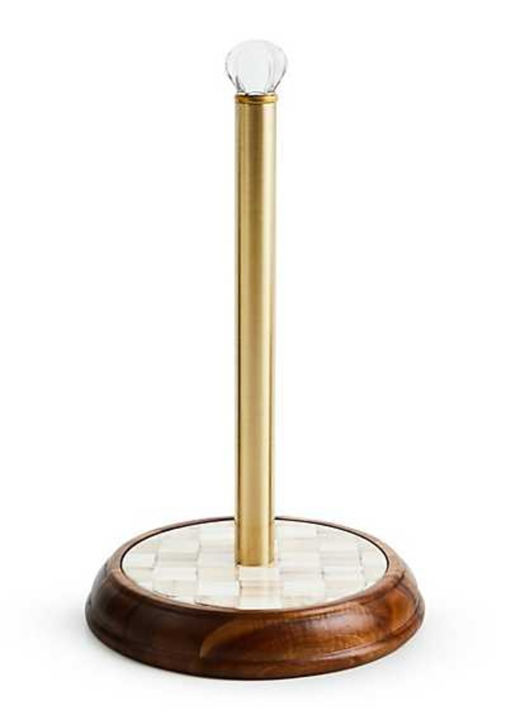 Mackenzie-Childs Mocha Check Wood Paper Towel Holder