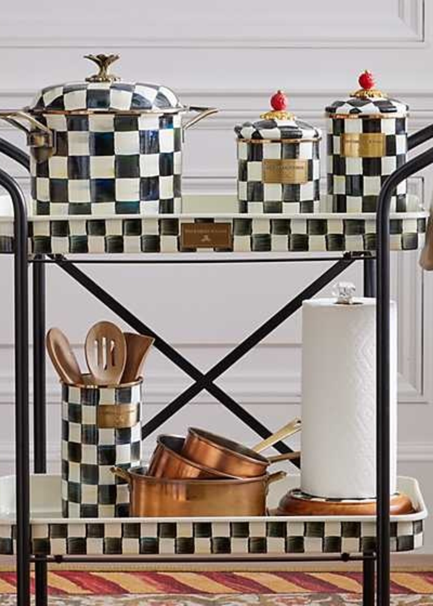 Mackenzie-Childs Courtly Check Wood Paper Towel Holder