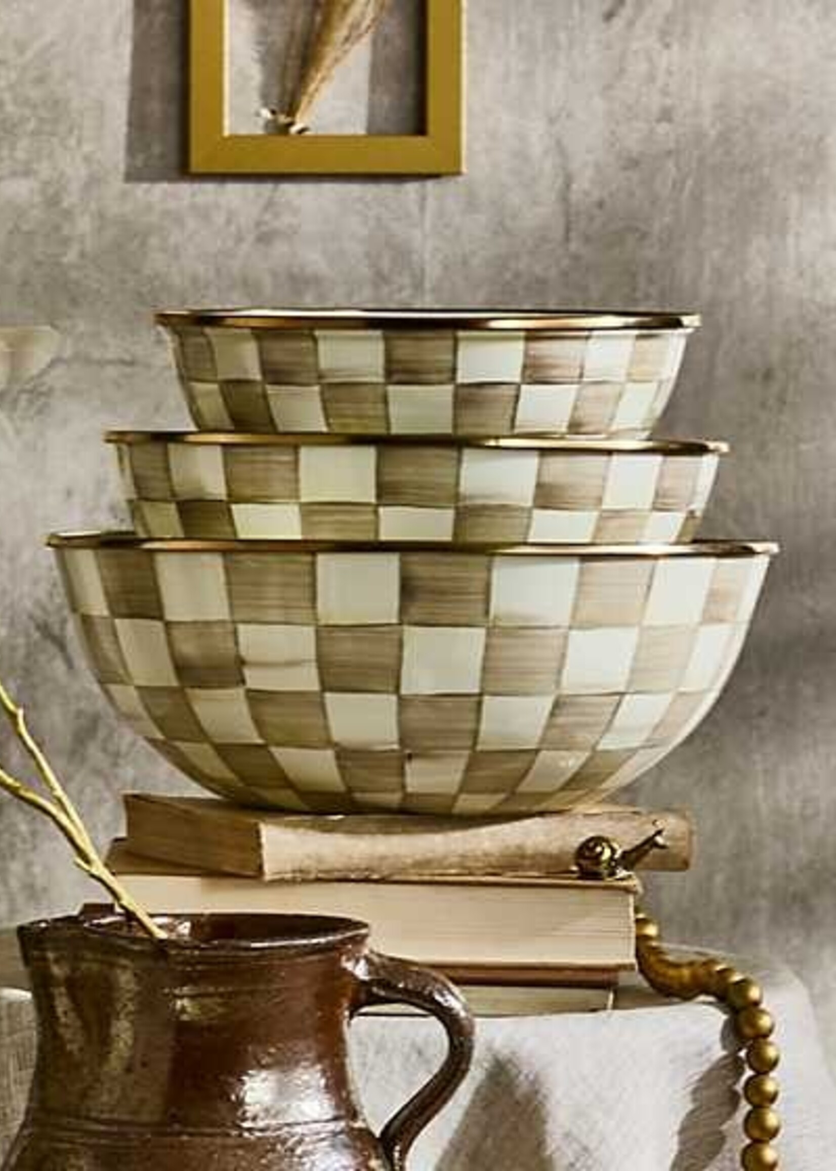 Mackenzie-Childs Mocha Check Medium Everyday Bowl