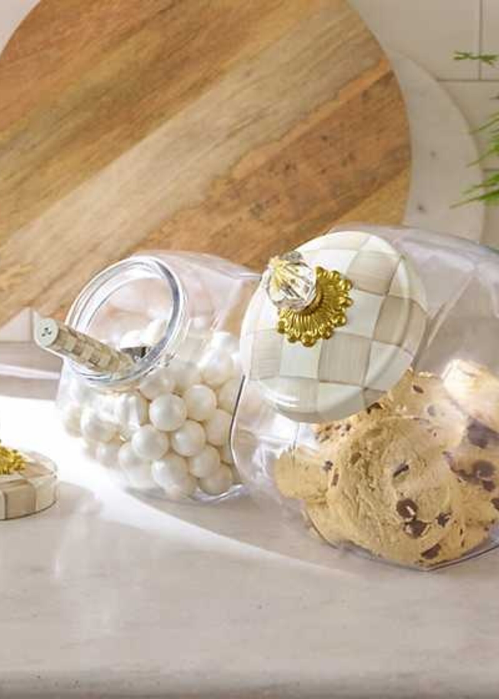 Mackenzie-Childs Cookie Jar with Mocha Check Lid