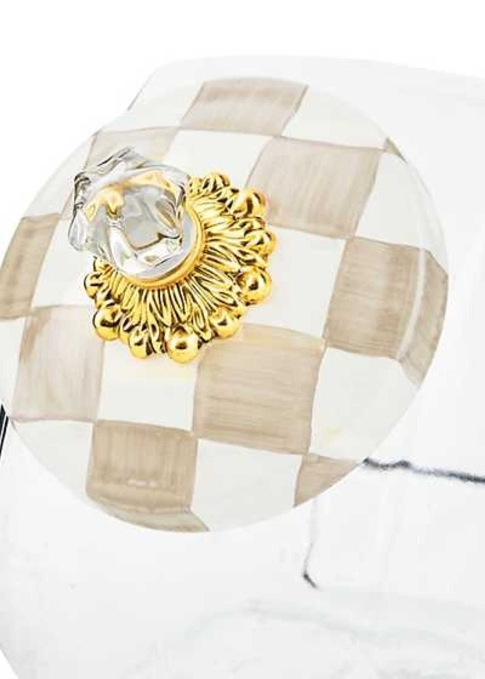 Mackenzie-Childs Cookie Jar with Mocha Check Lid