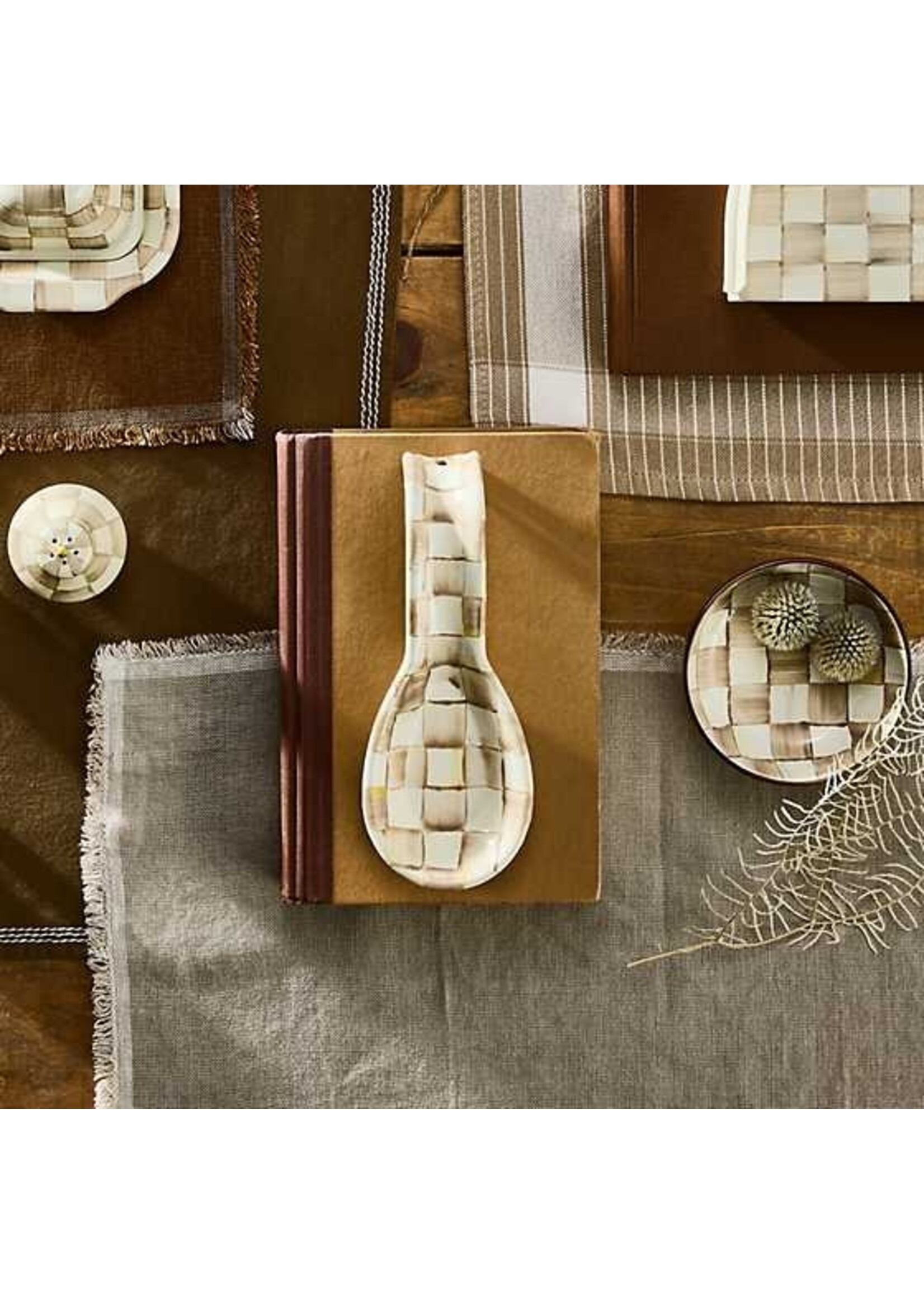 Mackenzie-Childs Mocha Check Spoon Rest