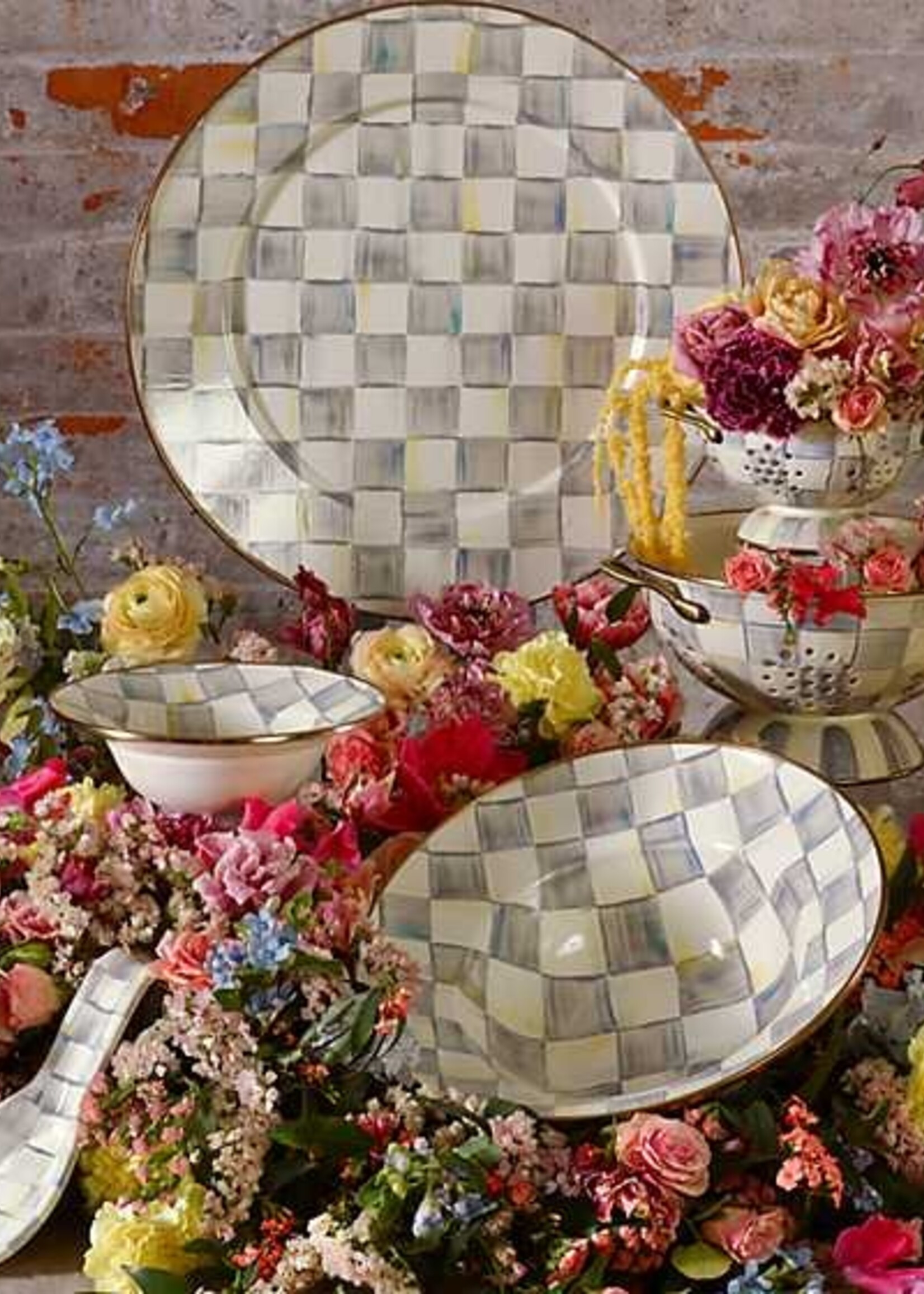 Mackenzie-Childs Sterling Check Enamel Spoon Rest