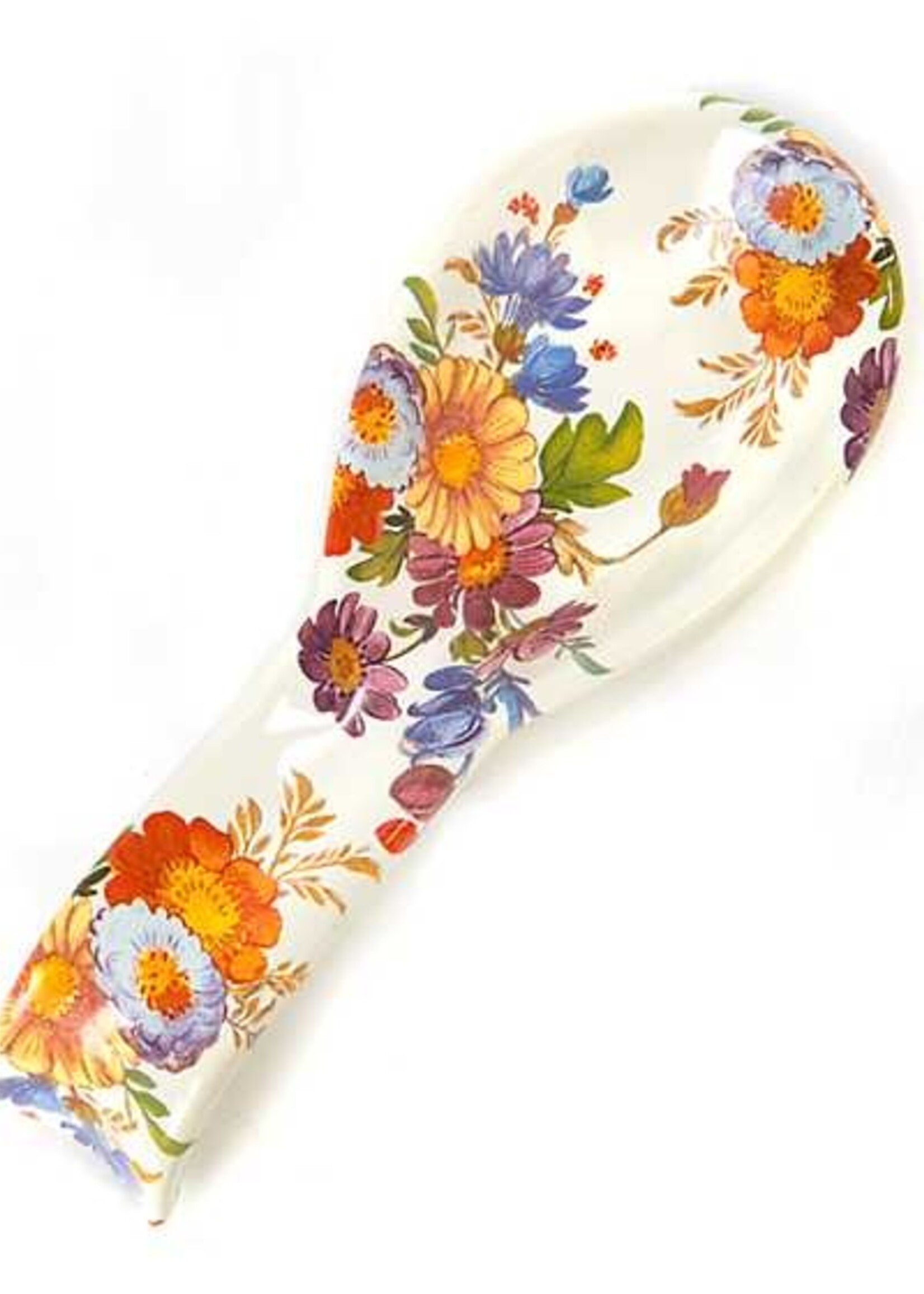 Mackenzie-Childs White Flower Market Enamel Spoon Rest