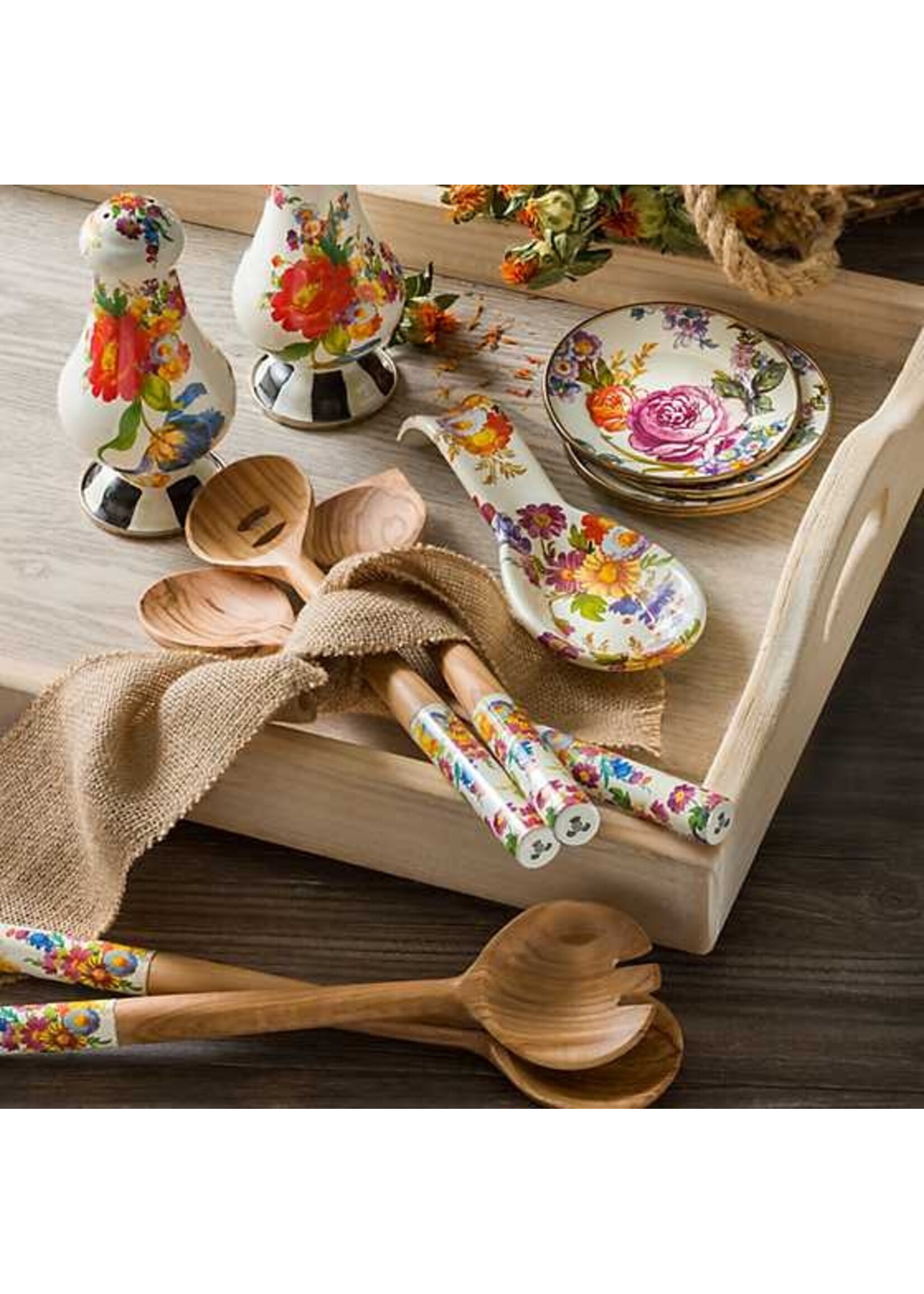 Mackenzie-Childs White Flower Market Spoon Rest