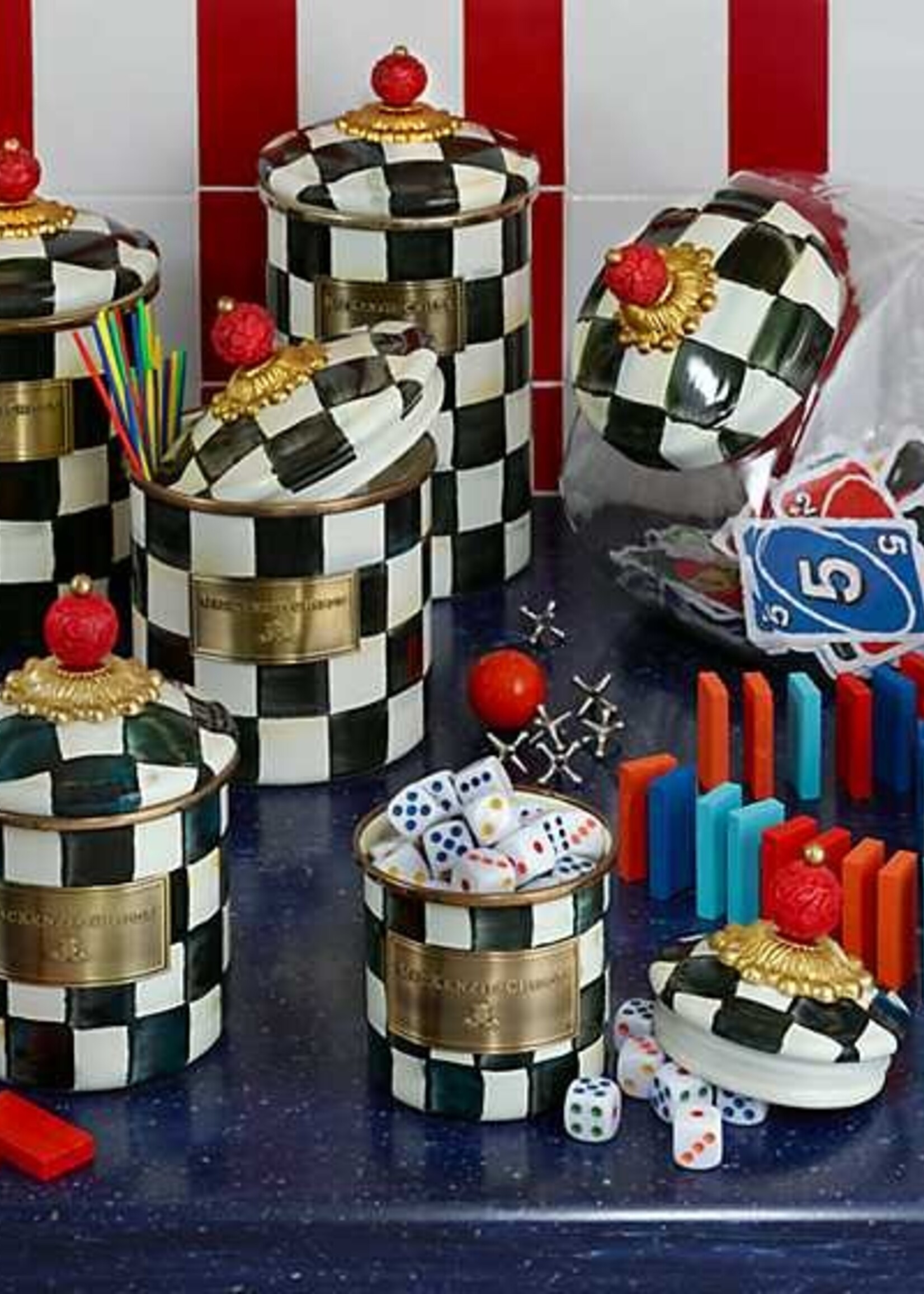 Mackenzie-Childs Cookie Jar with Courtly Check Lid