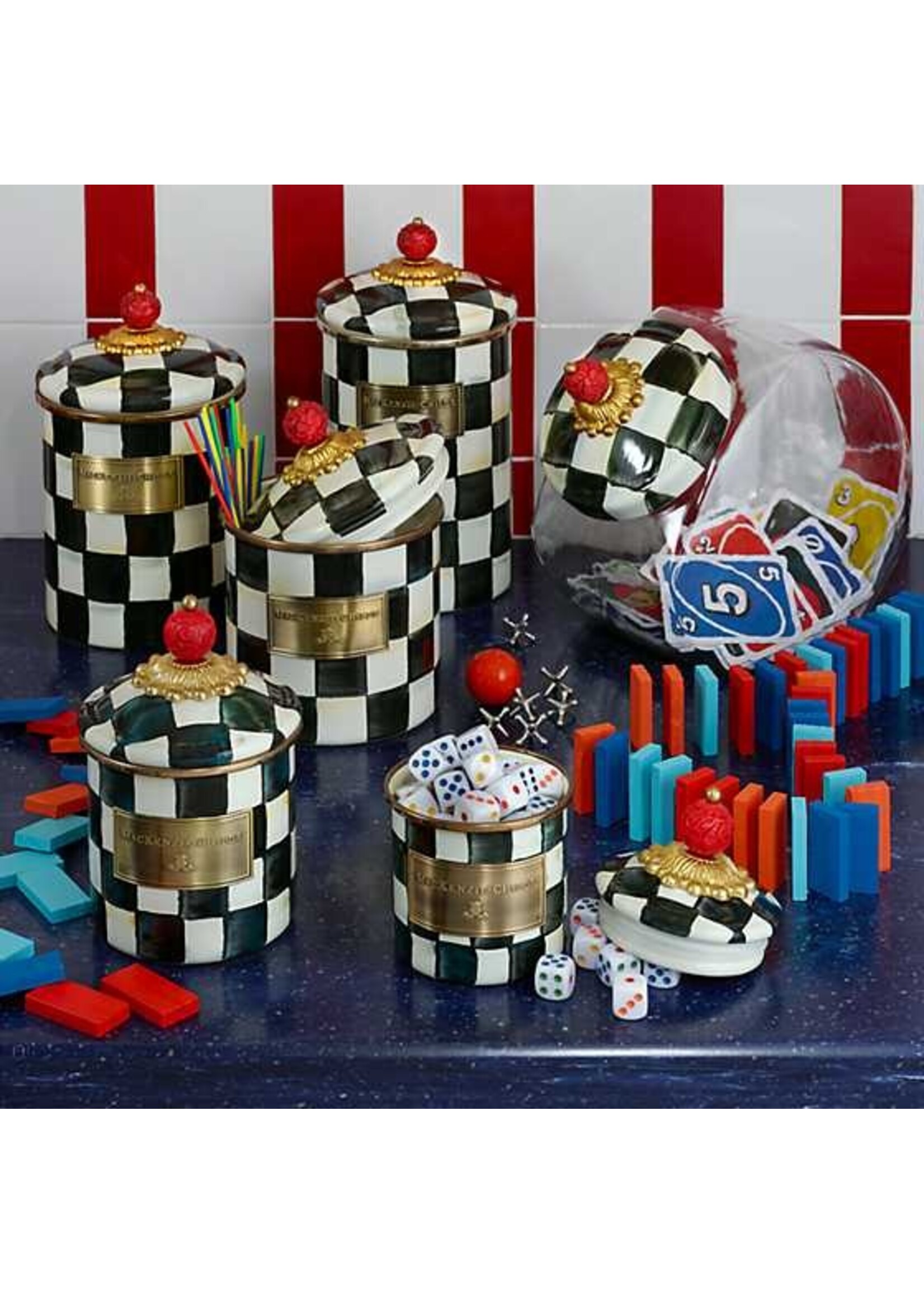Mackenzie-Childs Cookie Jar with Courtly Check Lid