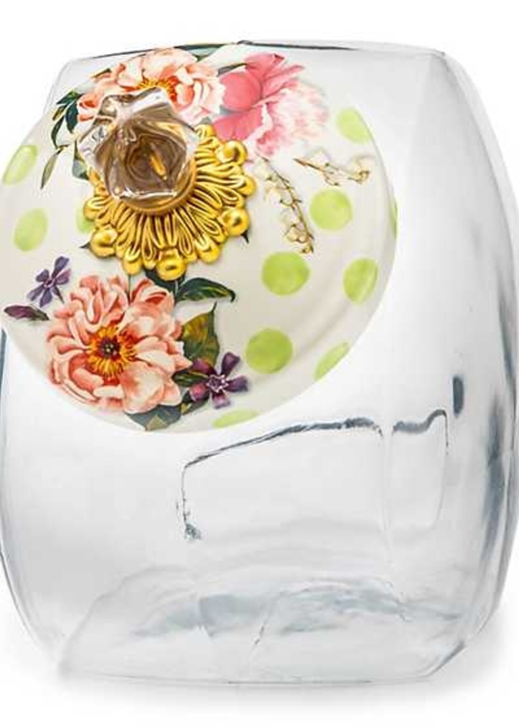 Mackenzie-Childs Cookie Jar with Wildflowers Green Lid