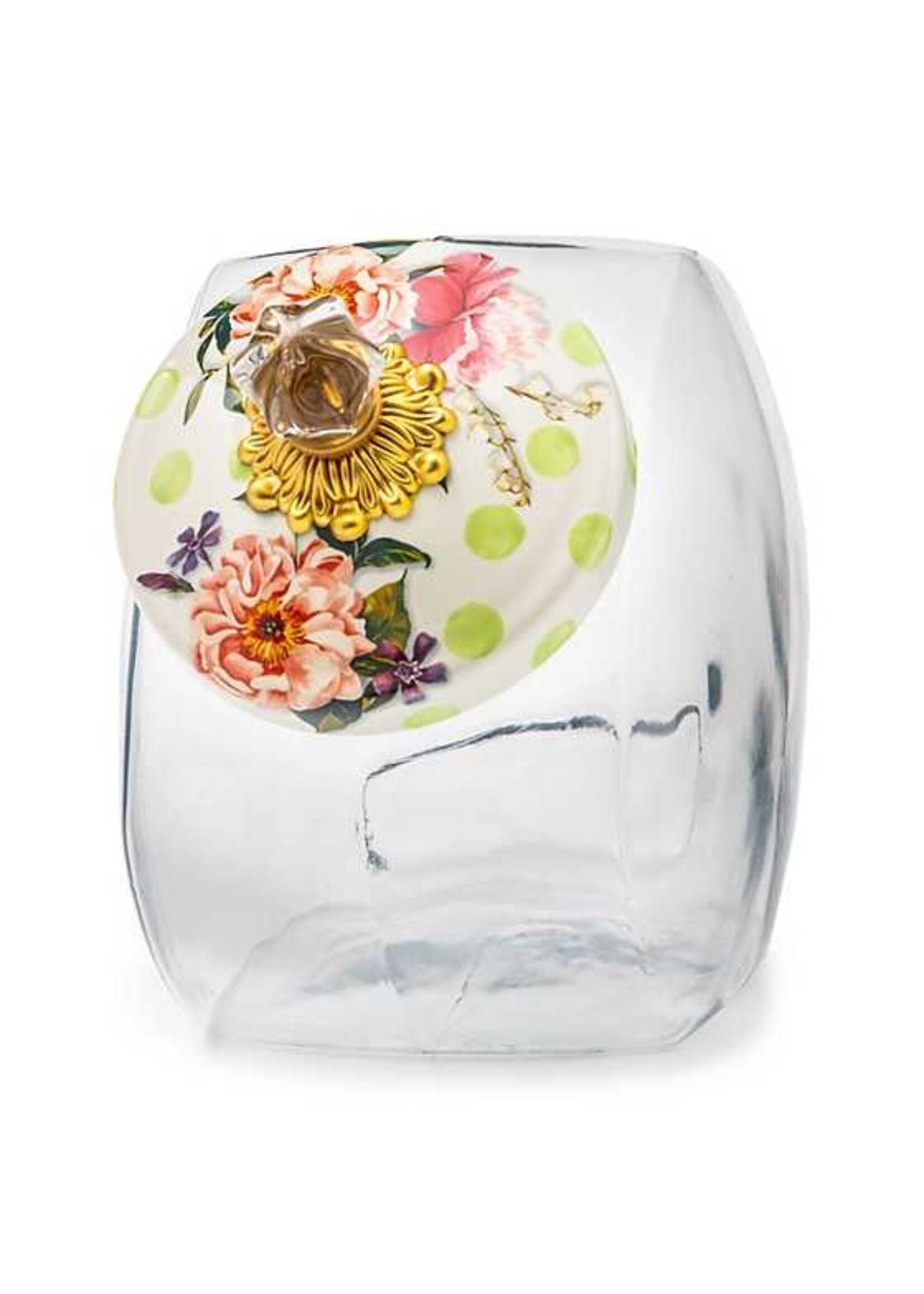 Mackenzie-Childs Cookie Jar with Wildflowers Green Lid
