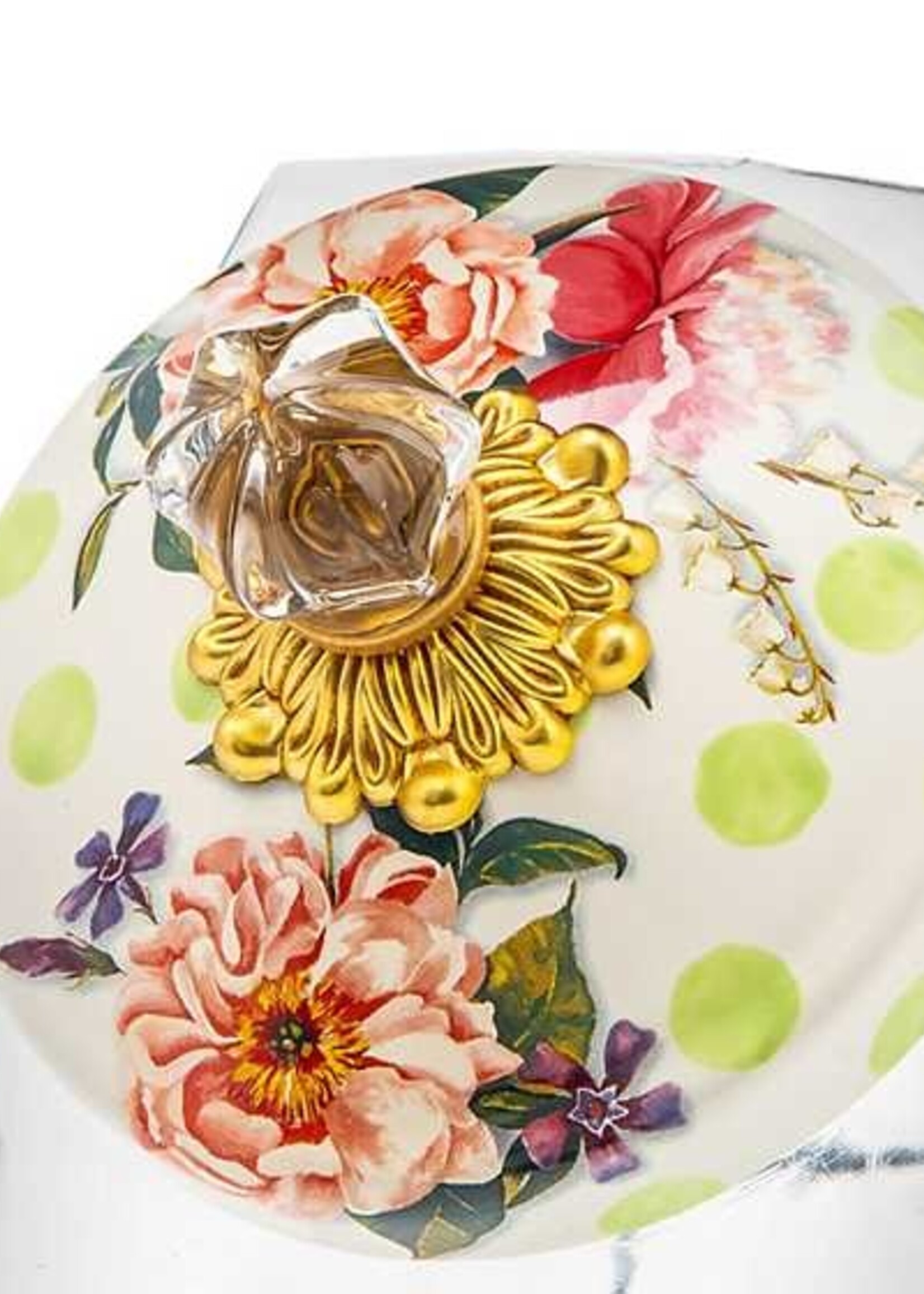 Mackenzie-Childs Cookie Jar with Wildflowers Green Lid