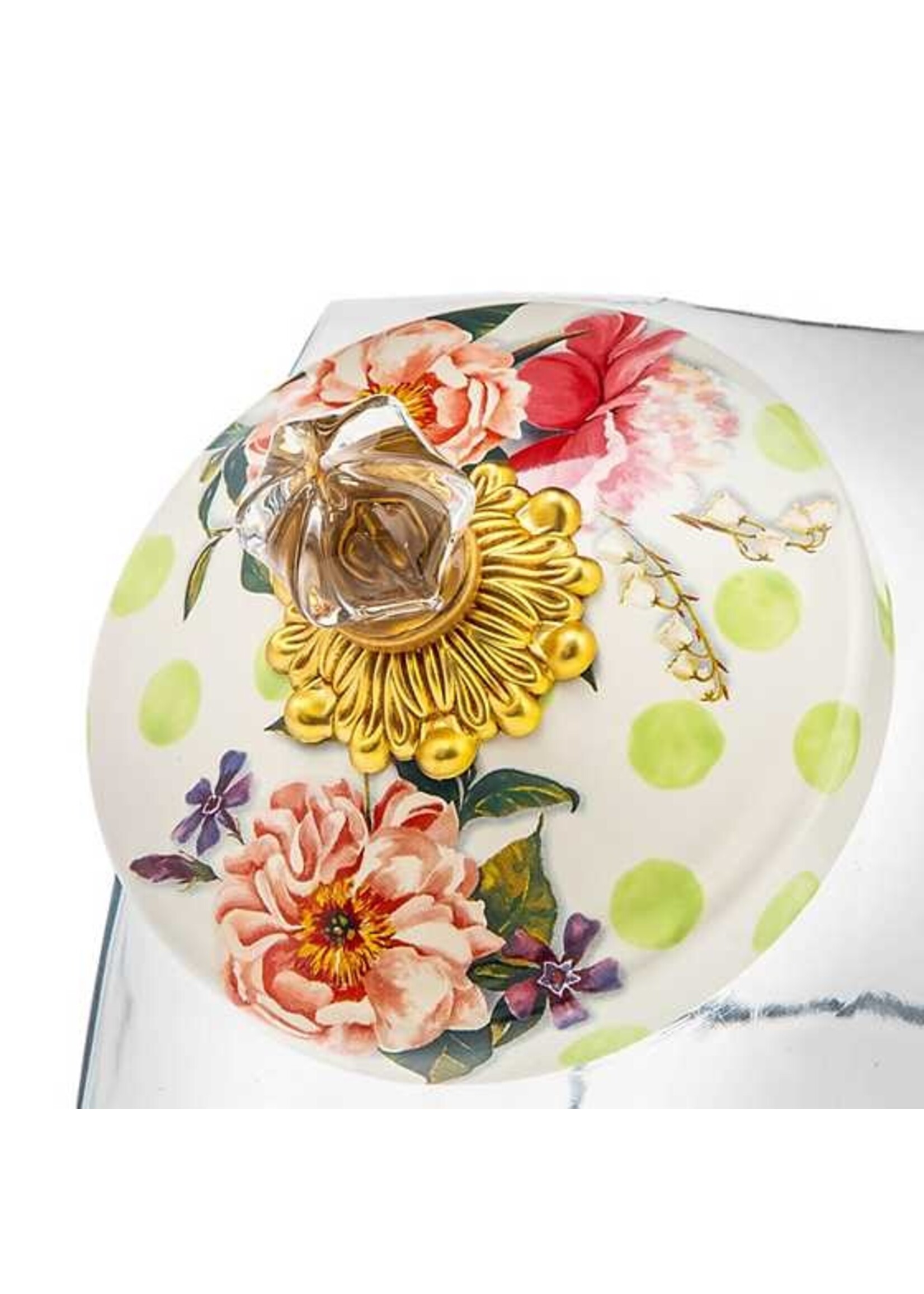 Mackenzie-Childs Cookie Jar with Wildflowers Green Lid