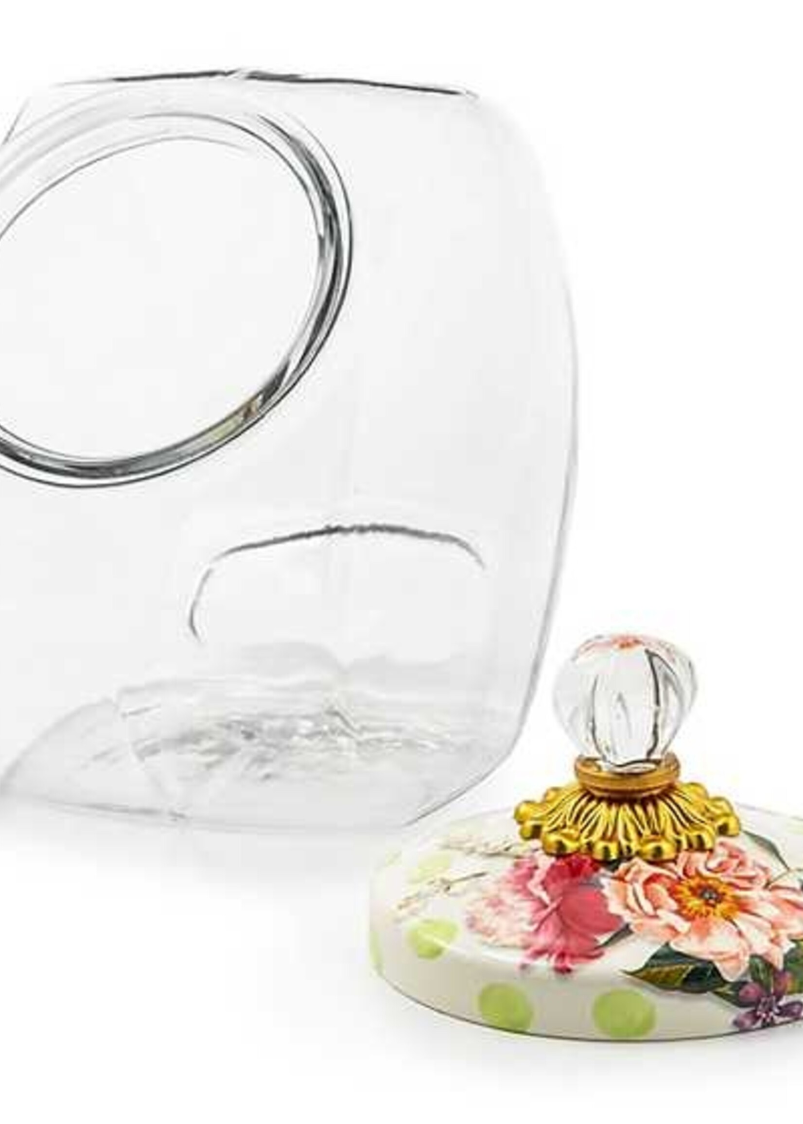 Mackenzie-Childs Cookie Jar with Wildflowers Green Lid