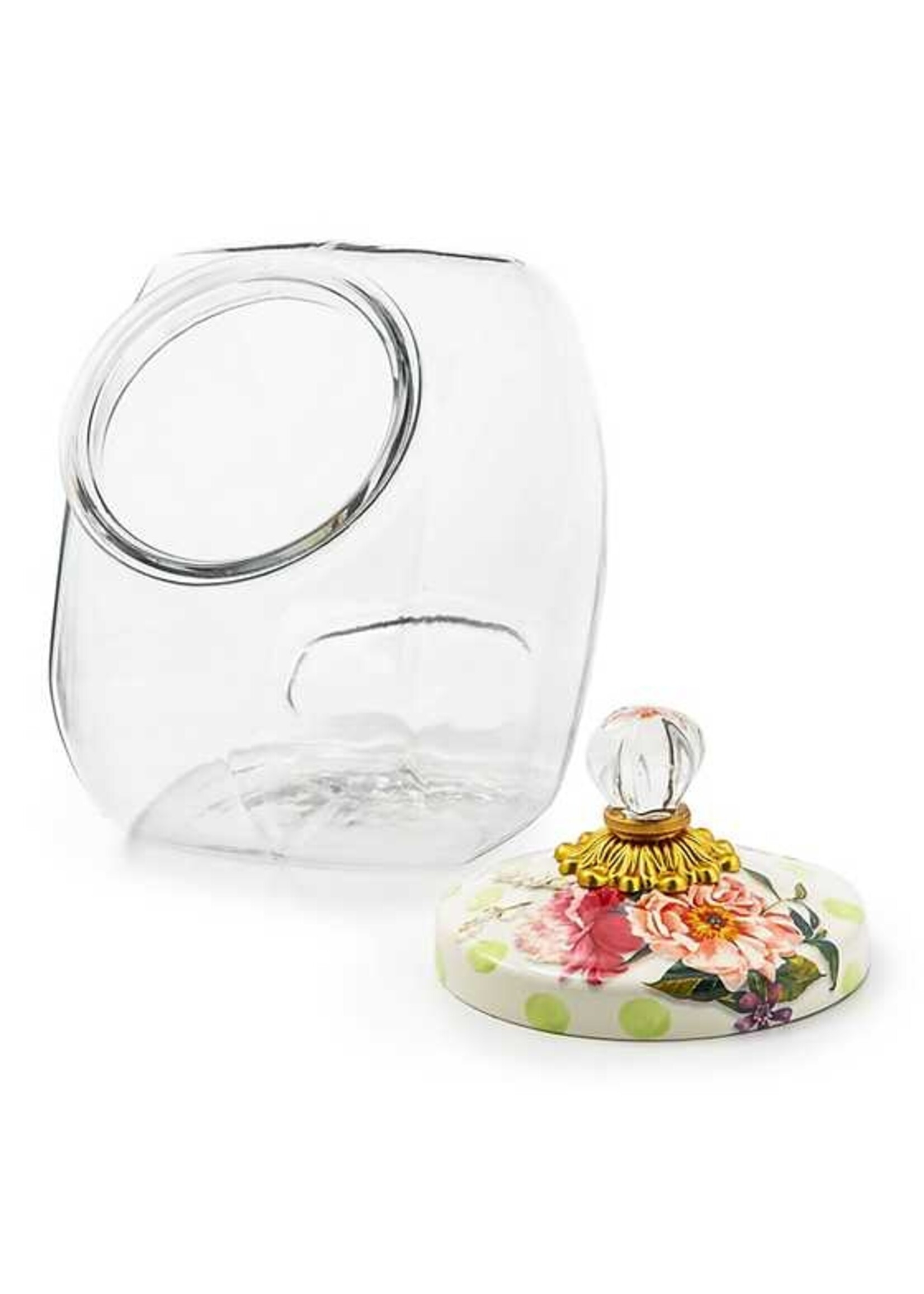 Mackenzie-Childs Cookie Jar with Wildflowers Green Lid
