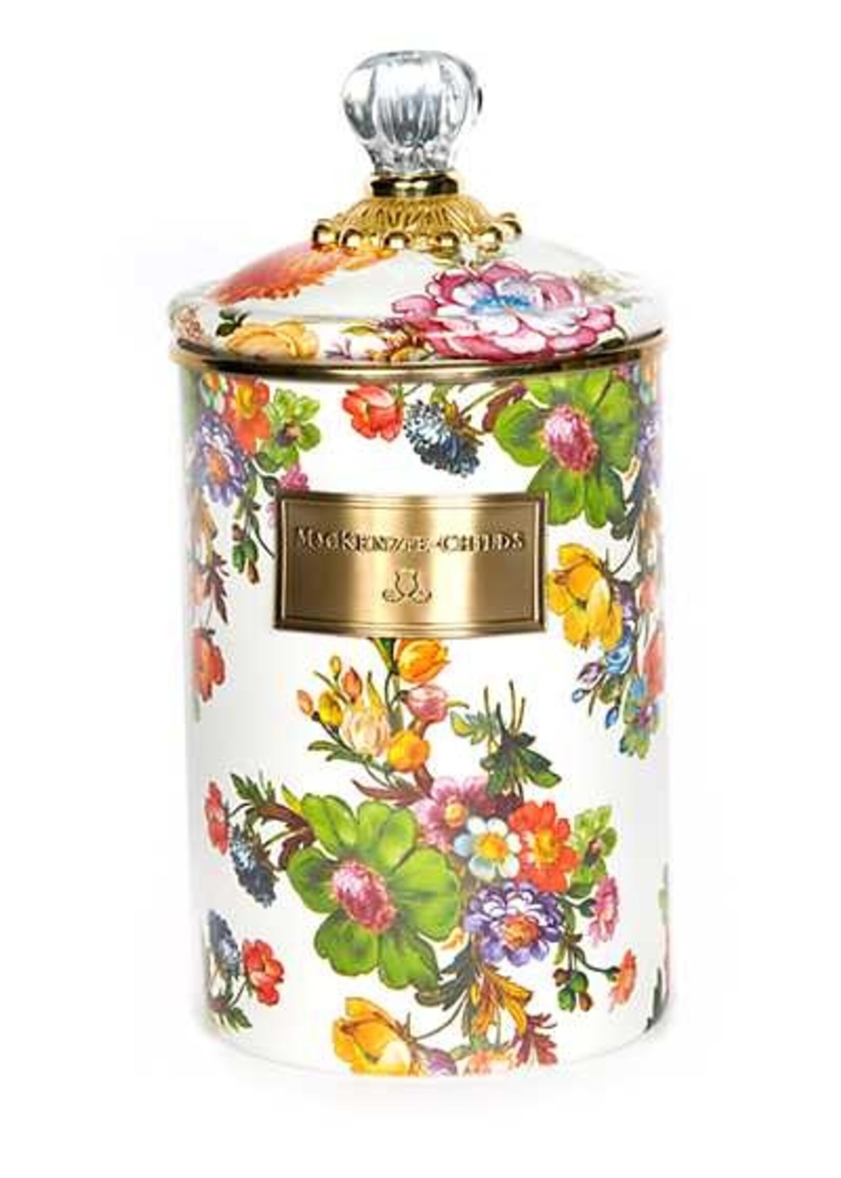 Mackenzie-Childs White Flower Market Large Canister