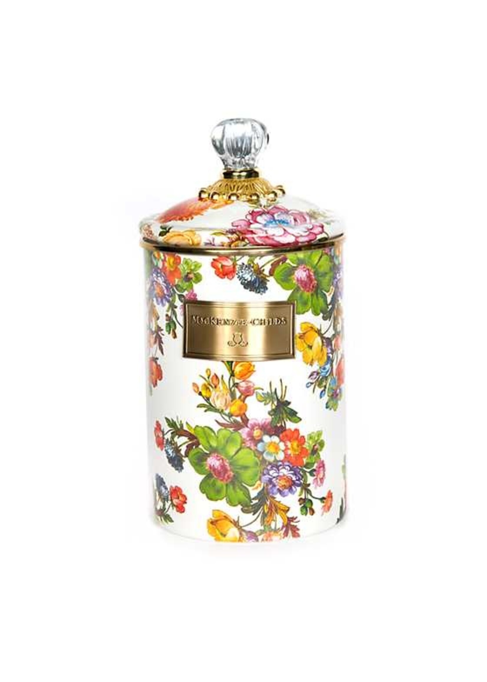 Mackenzie-Childs White Flower Market Large Canister