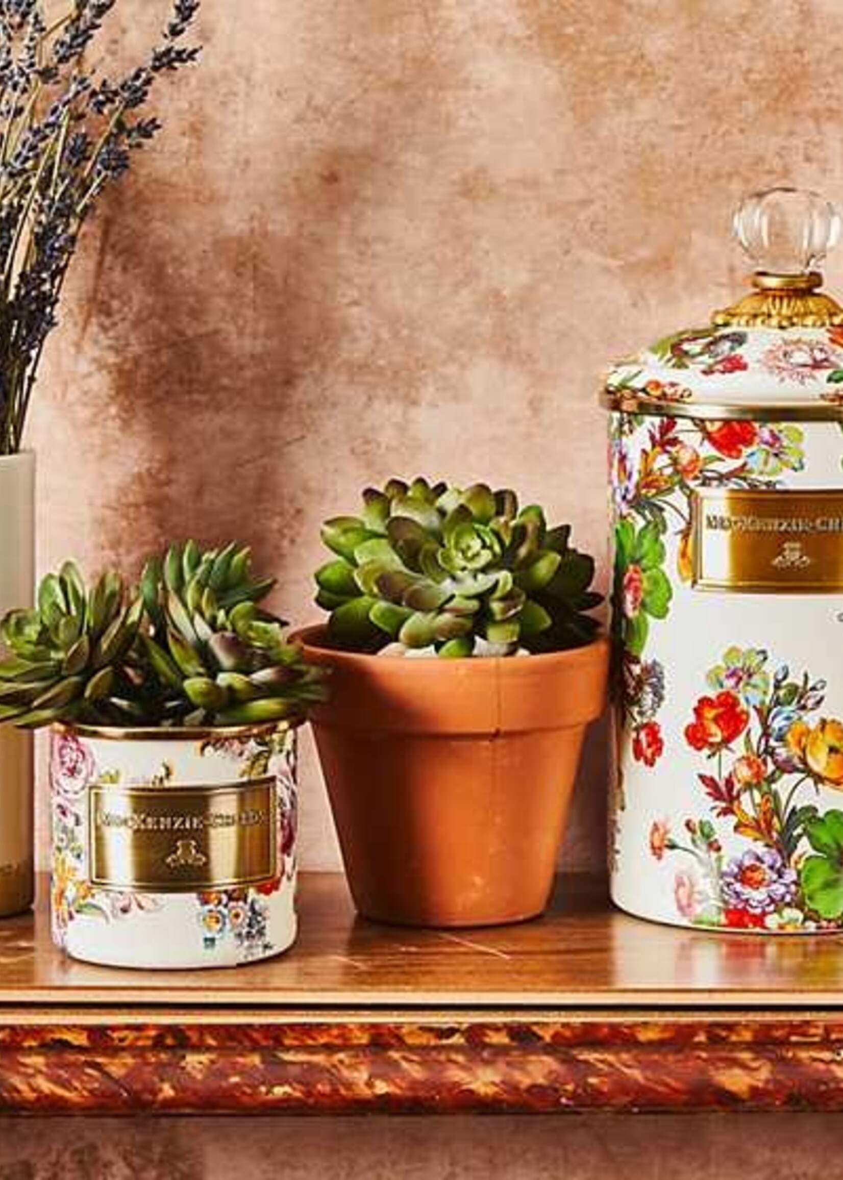 Mackenzie-Childs White Flower Market Large Canister